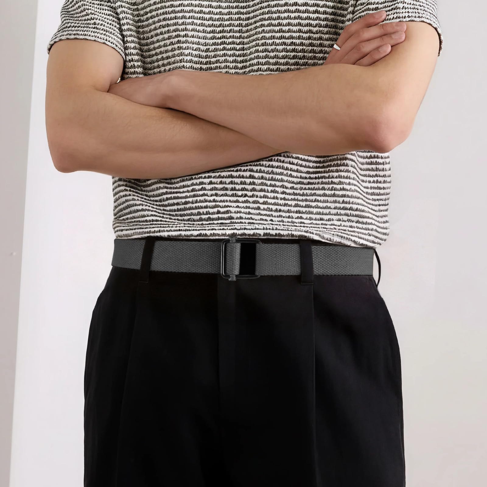 JASGOOD 2 Pack Mens Belts Canvas Belt for Men Fabric Web Golf Belt Casual Belt for Jeans Pants