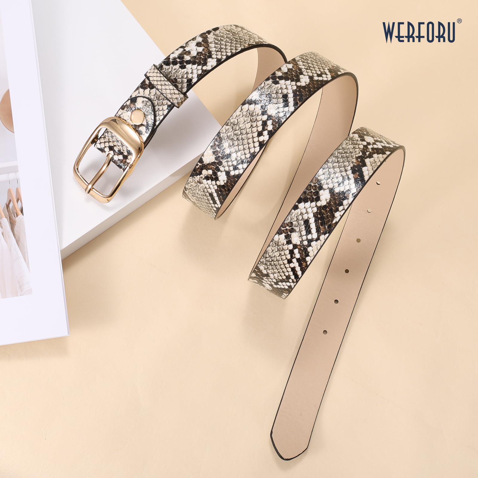 WERFORU Plus Size Belt for Women Leather Belt with Metal Buckle Ladies Casual Belt for Jeans Pants - JASGOOD OFFICIAL