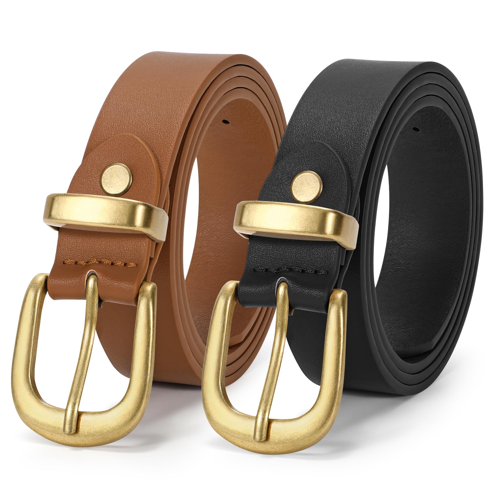 JASGOOD Womens Leather Belts for Jeans Pants 1.1" Width Vintage Ladies Belts for Dresses