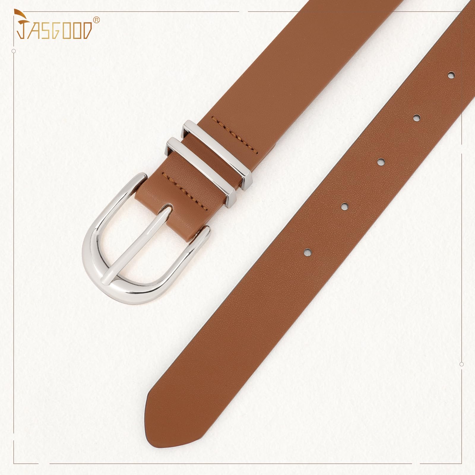 JASGOOD 3 Pack Women Leather Belts For Jeans Dresses Pants Ladies Faux Leather Waist Belt with Gold Buckle - JASGOOD OFFICIAL
