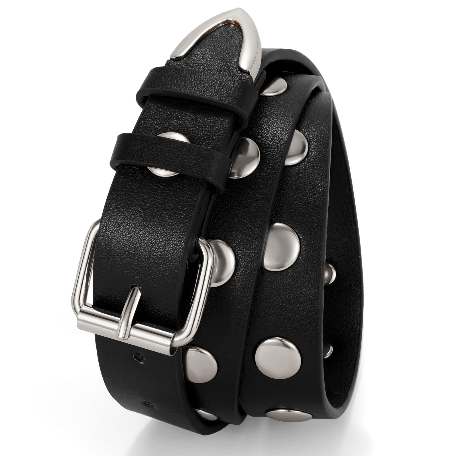 JASGOOD Studded Belt for Women Fashion Leather Belt for Jeans Punk Studded Belt for Ladies Dress Pants