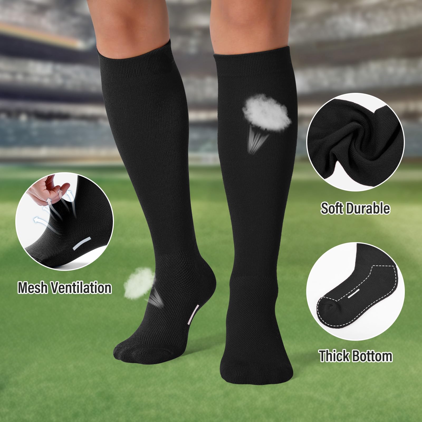 JASGOOD Baseball Softball Socks and Belt Combo Set Breathable Soccer Football Socks for Adult and Youth