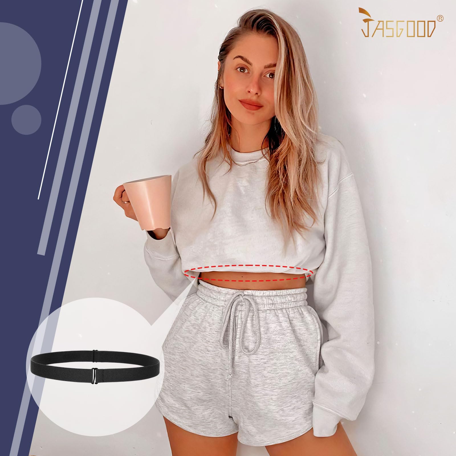 JASGOOD Crop Top Tuck Waist Band Adjustable Band Tucking Sweaters Shirts Elastic Stretch Belts for Women Change Style of Tops - JASGOOD OFFICIAL