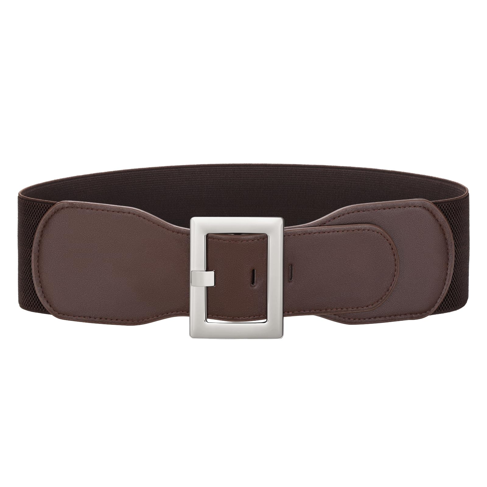 JASGOOD Women Wide Elastic Belt Stretchy Vintage Waist Belts for Dress Santa Belt with Square Buckle