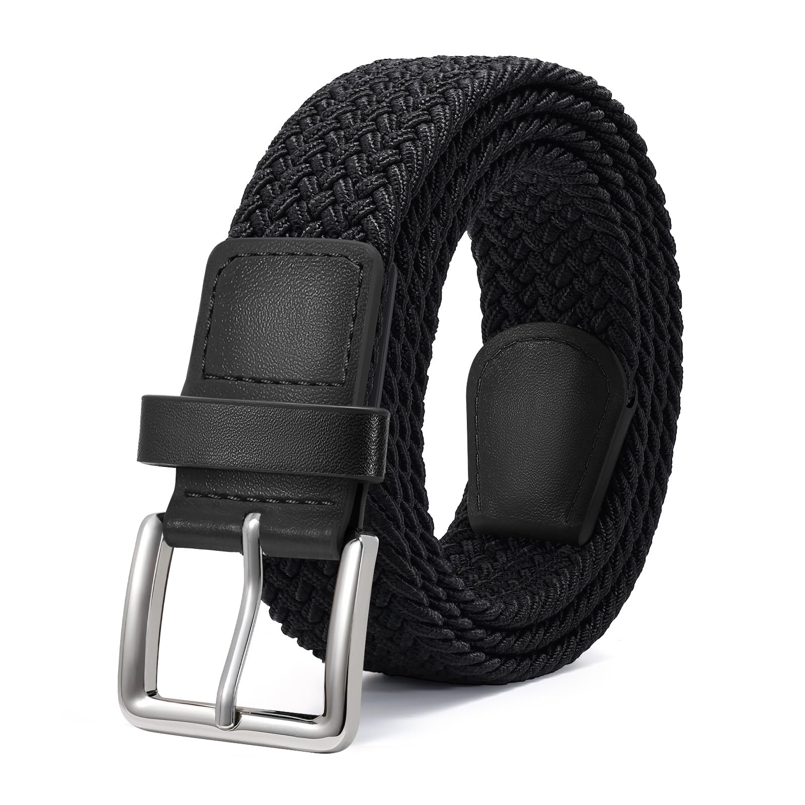 JASGOOD Braided Belt Women Stretch Woven Belts for Golf Elastic Casual 1 3/8" Jeans Shorts Pants