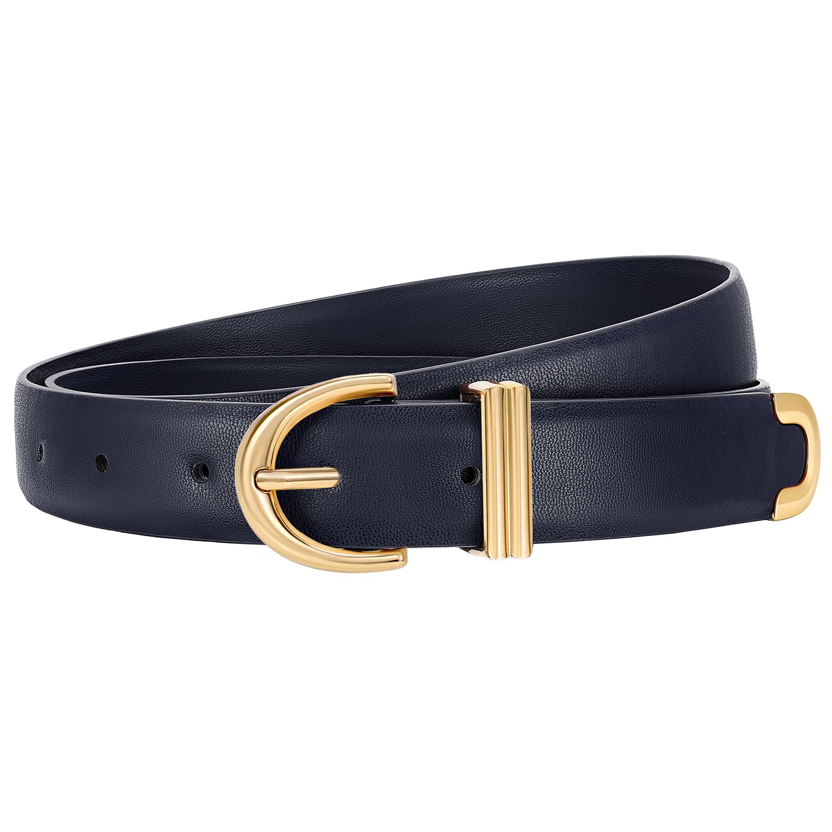 JASGOOD Women Leather Belt for Jeans Pants Fashion Gold Buckle Ladies Waist Belt