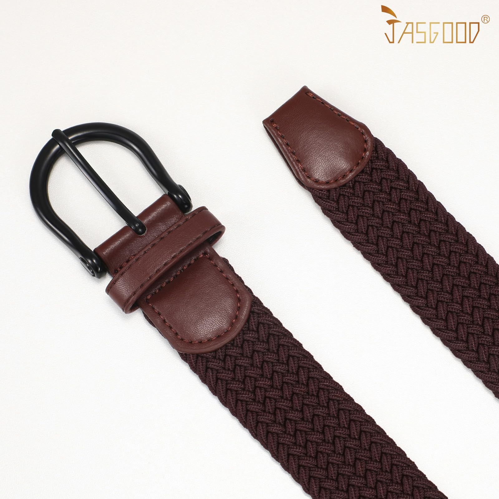 JASGOOD Women Elastic Braided Woven Belt Stretch Canvas Casual Belt 1.4'' for Golf Jeans Pants