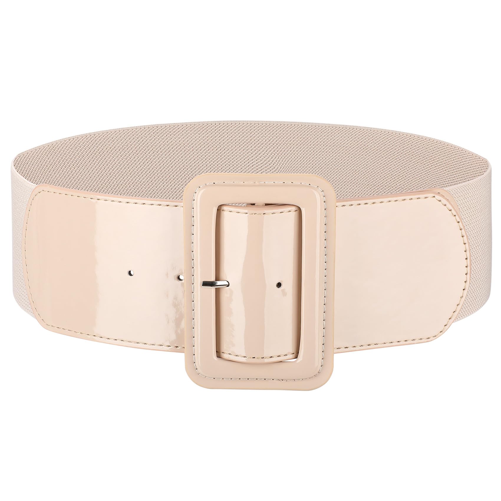 JASGOOD Women Wide Stretchy Belt Vintage Elastic Waist Belt for Dresses Fashion Ladies Waist Belt with Patent Square Buckle - JASGOOD OFFICIAL