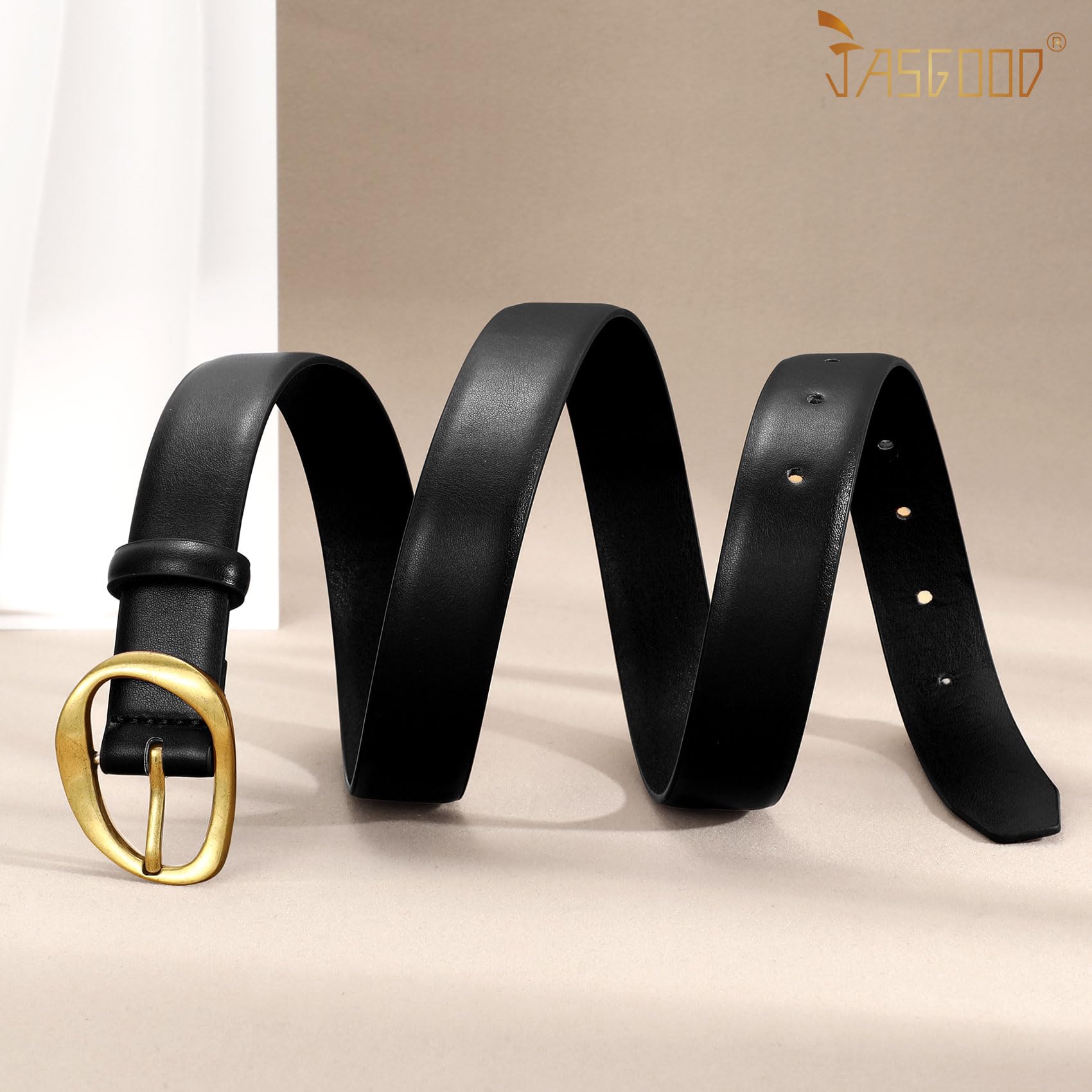 JASGOOD Leather Belts for Women Cute Casual Waist Belt with Gold Buckle Ladies for Jeans Pants Dresses - JASGOOD OFFICIAL