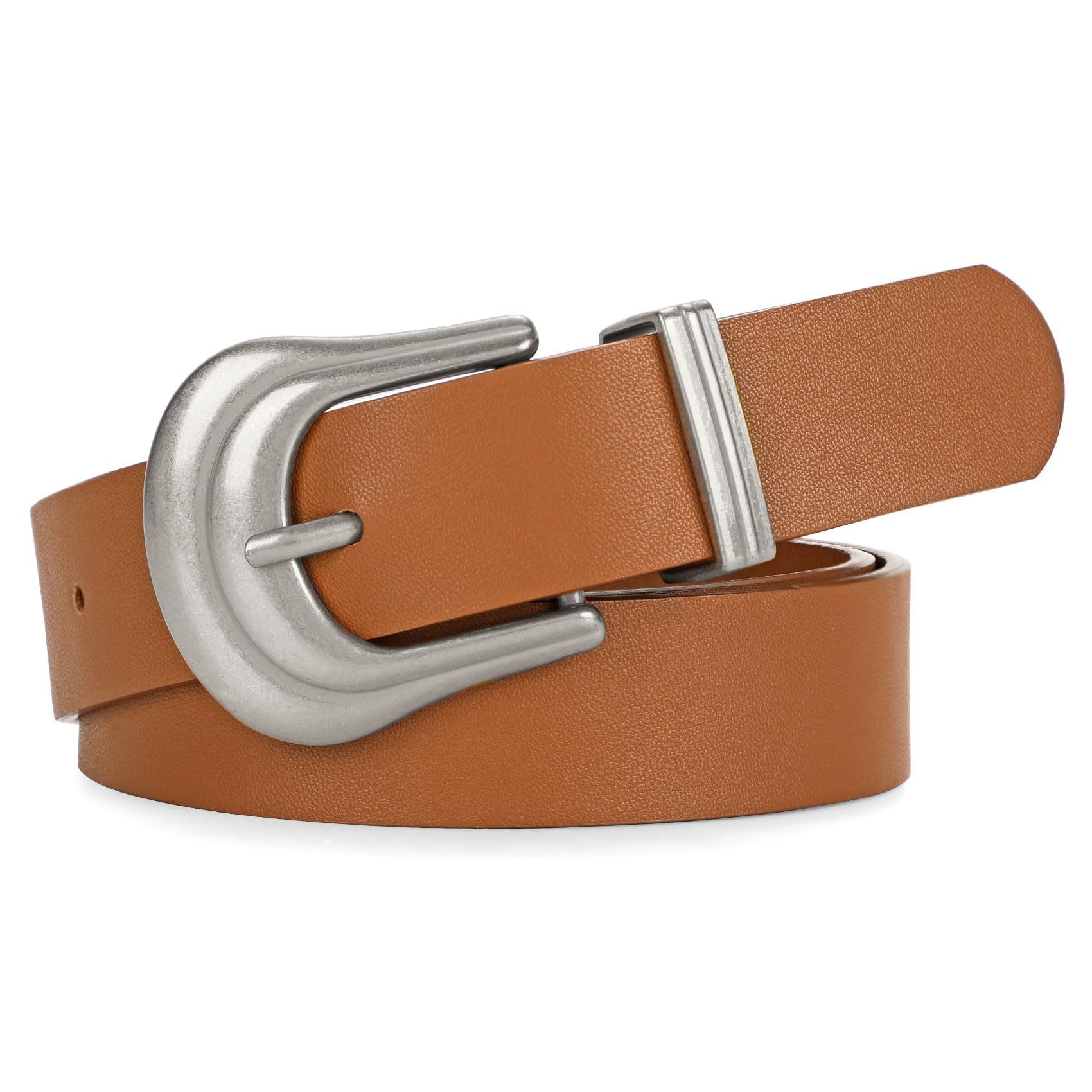 JASGOOD Women's Western Belt Vintage Black Leather Waist Belt for Pants Jeans with Gold Buckle