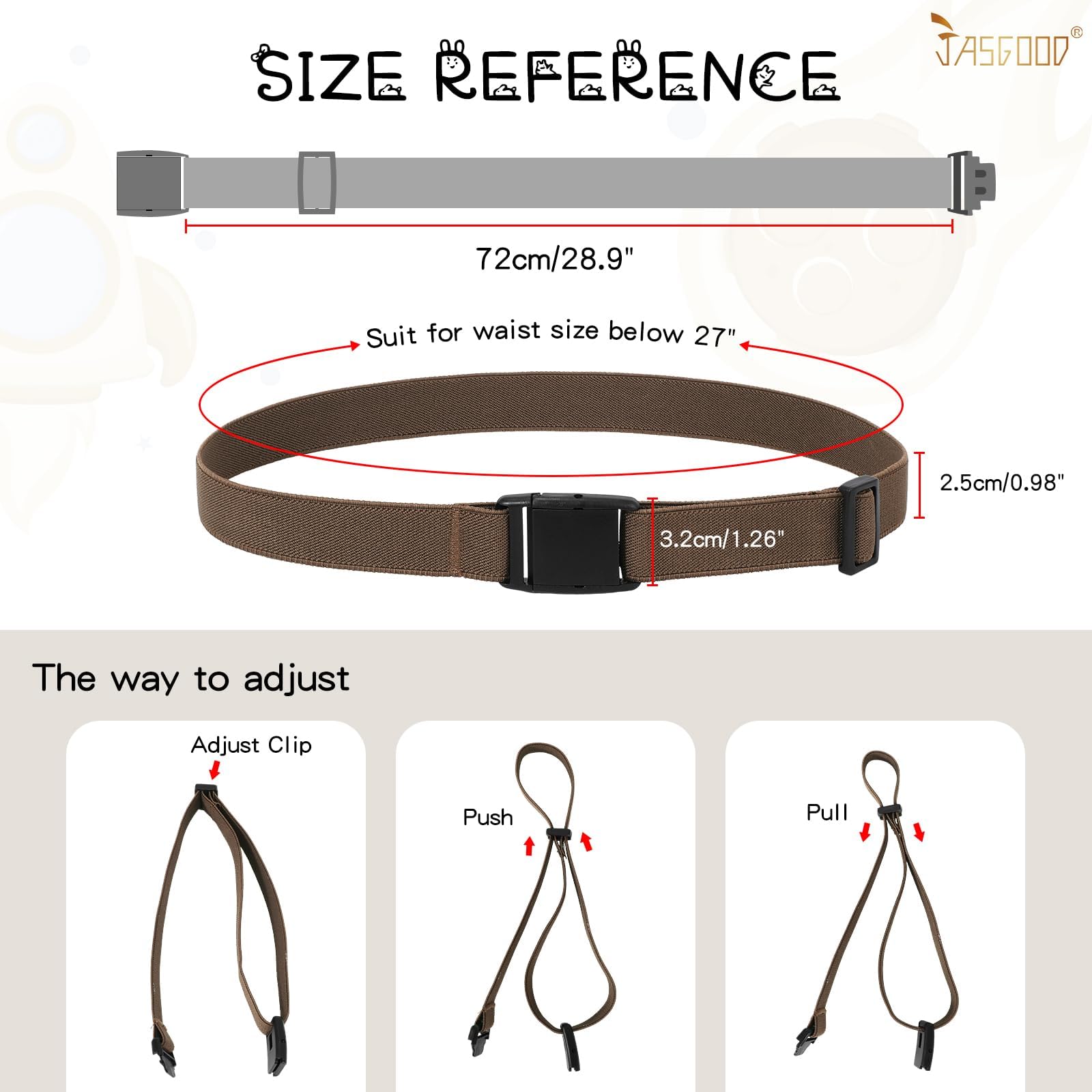 JASGOOD Kids Adjustable Elastic Belt for Boys Girls and Toddlers Nickel Free Stretch Belts for Pants Jeans