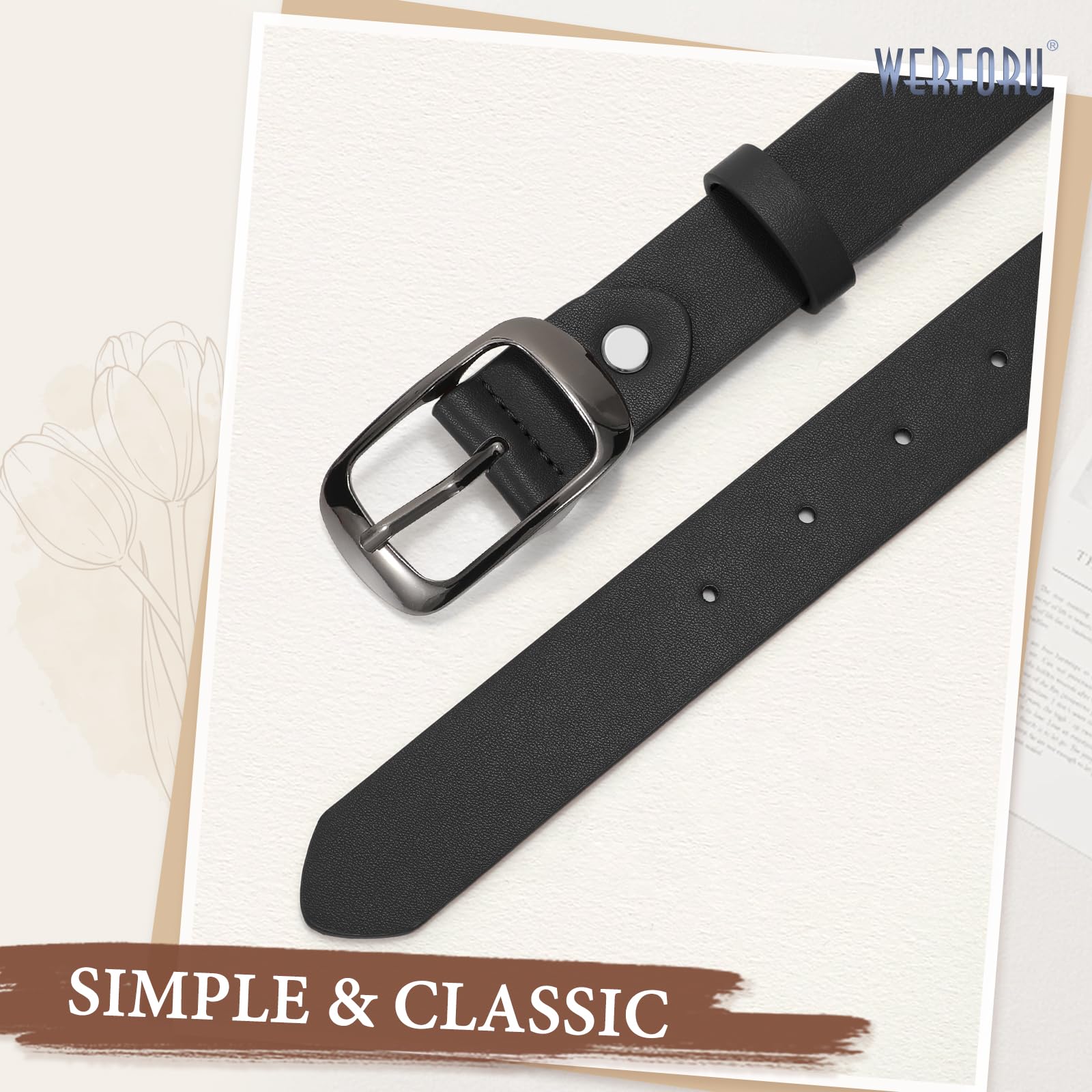 WERFORU Plus Size Belt for Women Leather Belt with Metal Buckle Ladies Casual Belt for Jeans Pants - JASGOOD OFFICIAL