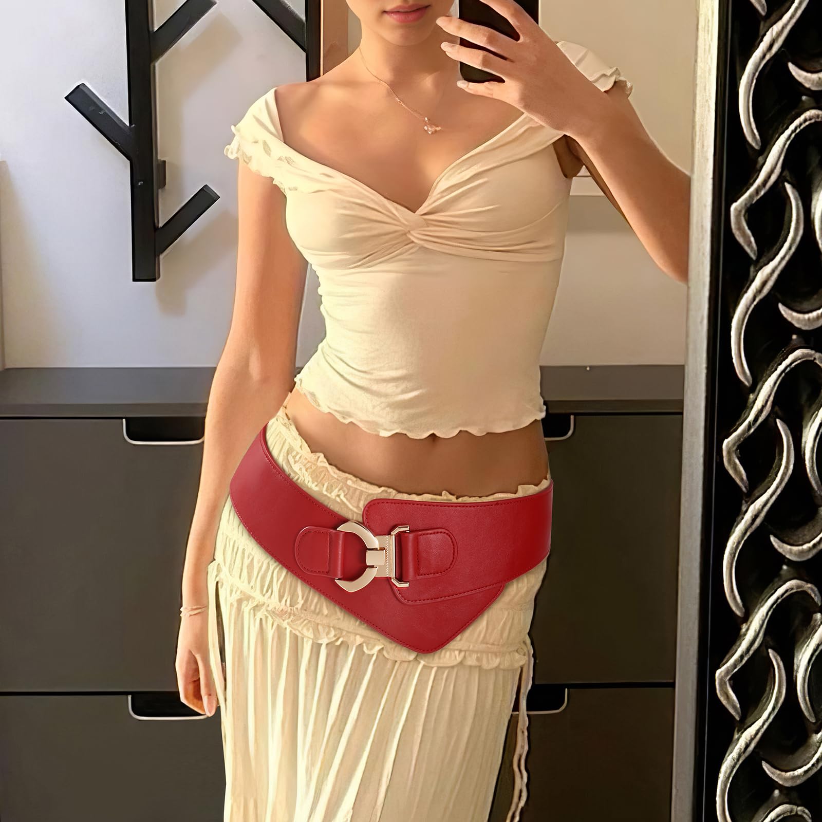 JASGOOD Wide Elastic Stretch Waist Belt Women's Adjustable Fashion Dress Belt - JASGOOD OFFICIAL