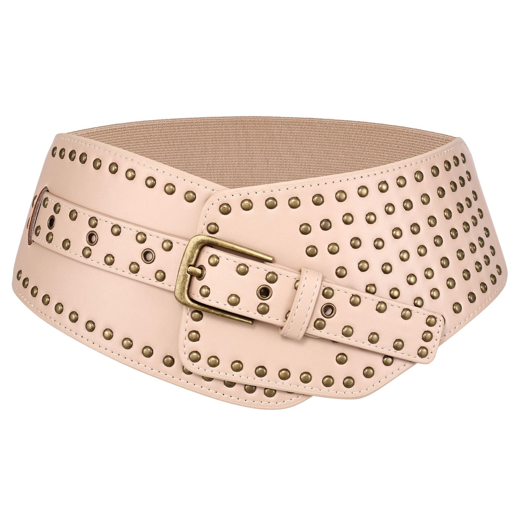 JASGOOD Women Elastic Wide Belt Vintage Studded Stretchy Waist Belts for Dress Pants