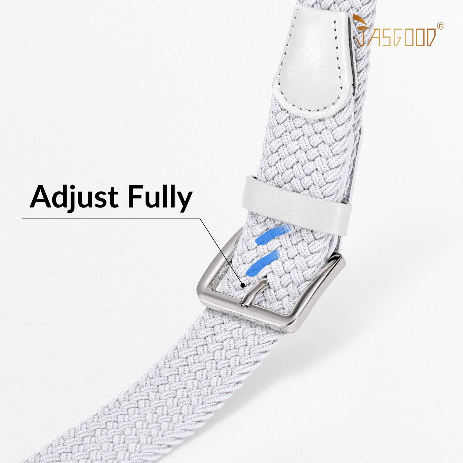 JASGOOD Braided Belt Women Stretch Woven Belts for Golf Elastic Casual 1 3/8" Jeans Shorts Pants