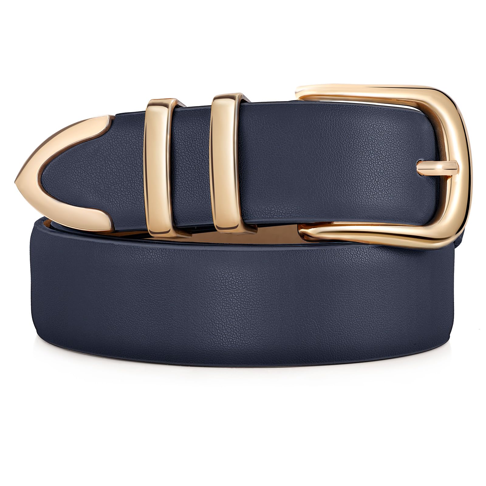 JASGOOD Women Leather Belt with Gold Buckle Ladies Fashion Faux Leather Waist Belt for Jeans Pants - JASGOOD OFFICIAL
