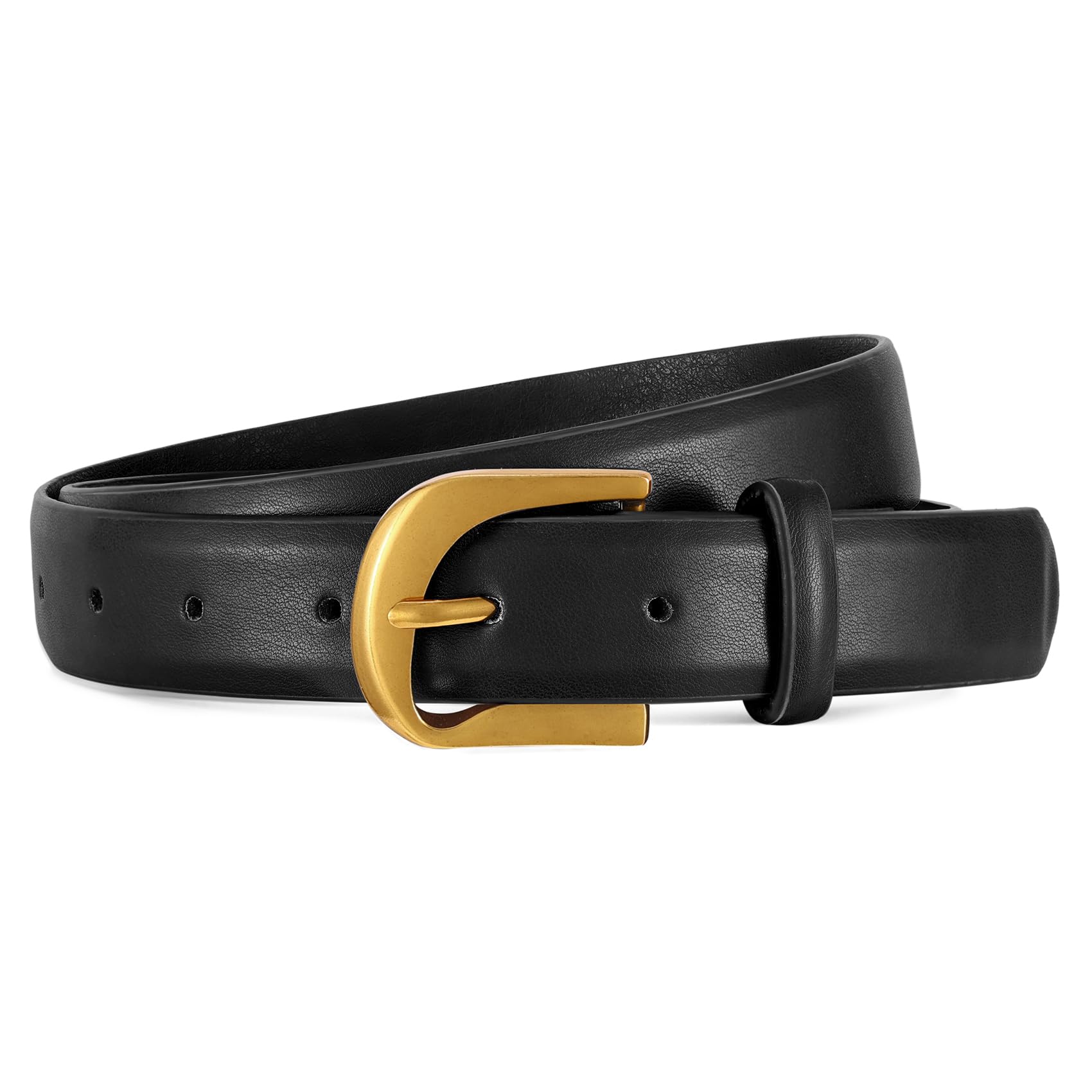 JASGOOD Women Leather Belts Plus Size Faux Leather Belt for Jeans Pants Fashion Ladies Waist Belt with Gold Buckle