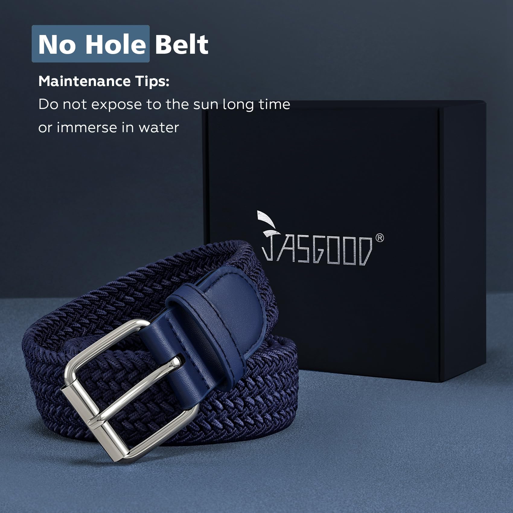 JASGOOD Braided Stretch Belt for Men Golf Casual Fabric Elastic Woven Belt 1 3/8" Adjustable Work