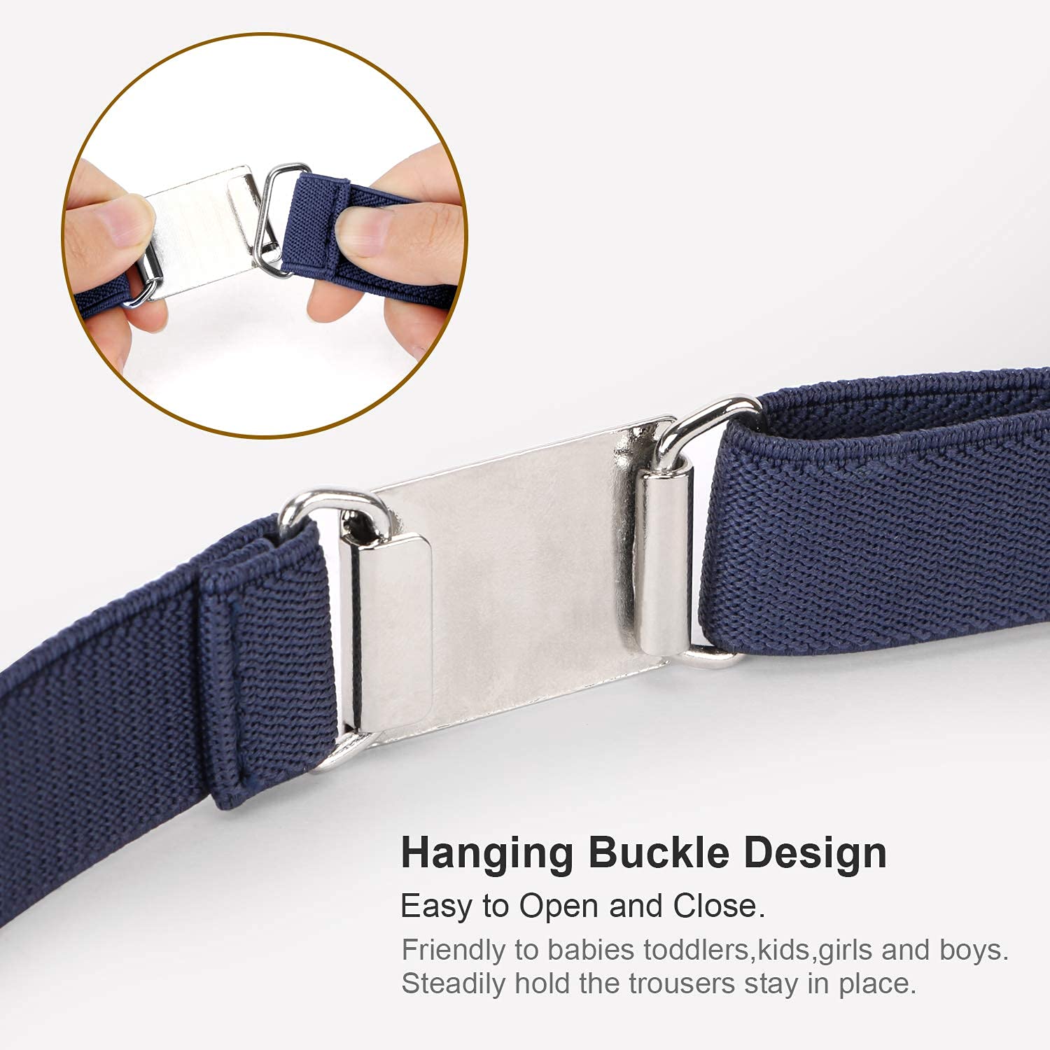 JASGOOD Kids Toddler Belt Elastic Stretch Adjustable Belt for Boys and Girls with Silver Square Buckle 2 Pack