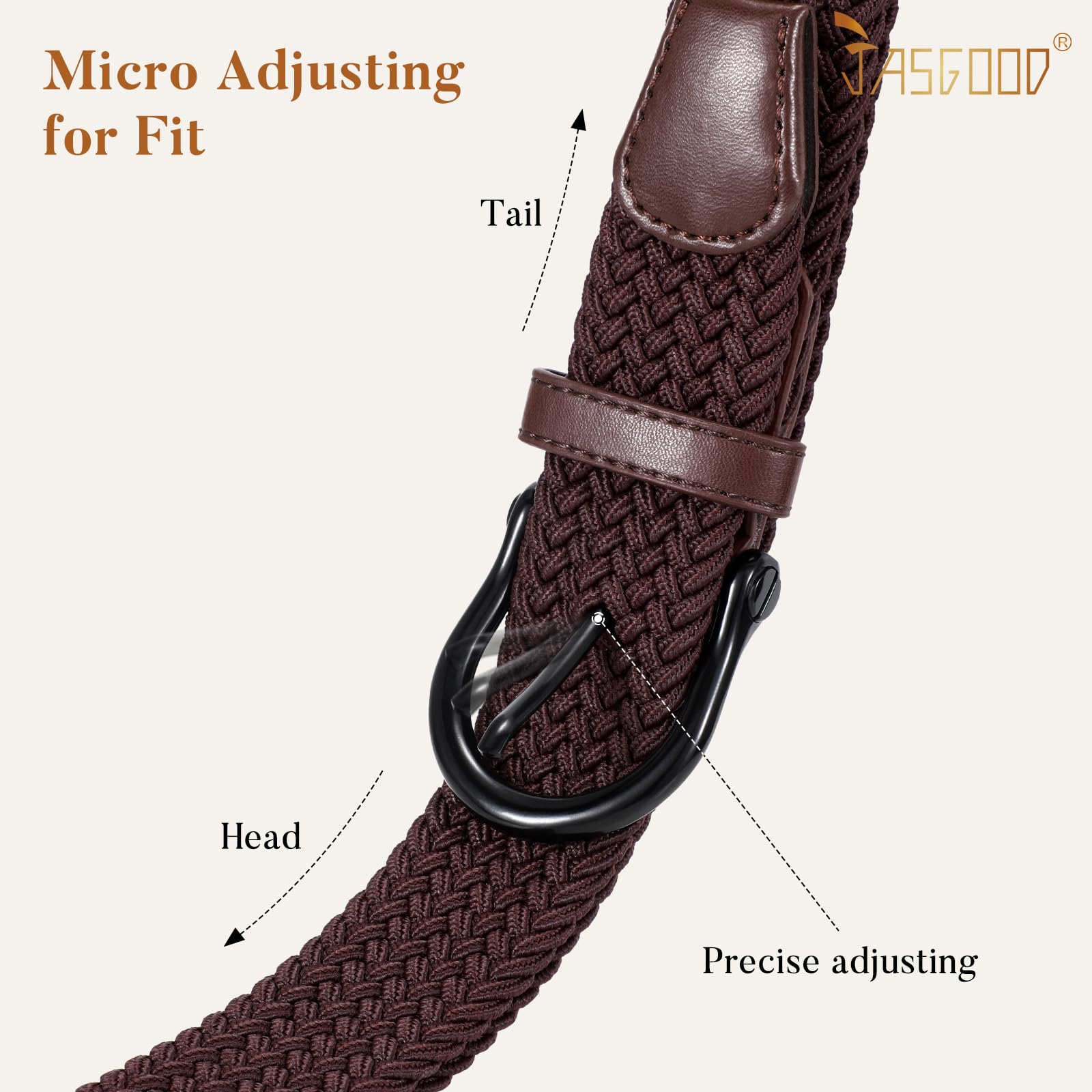 JASGOOD Women Elastic Braided Woven Belt Stretch Canvas Casual Belt 1.4'' for Golf Jeans Pants