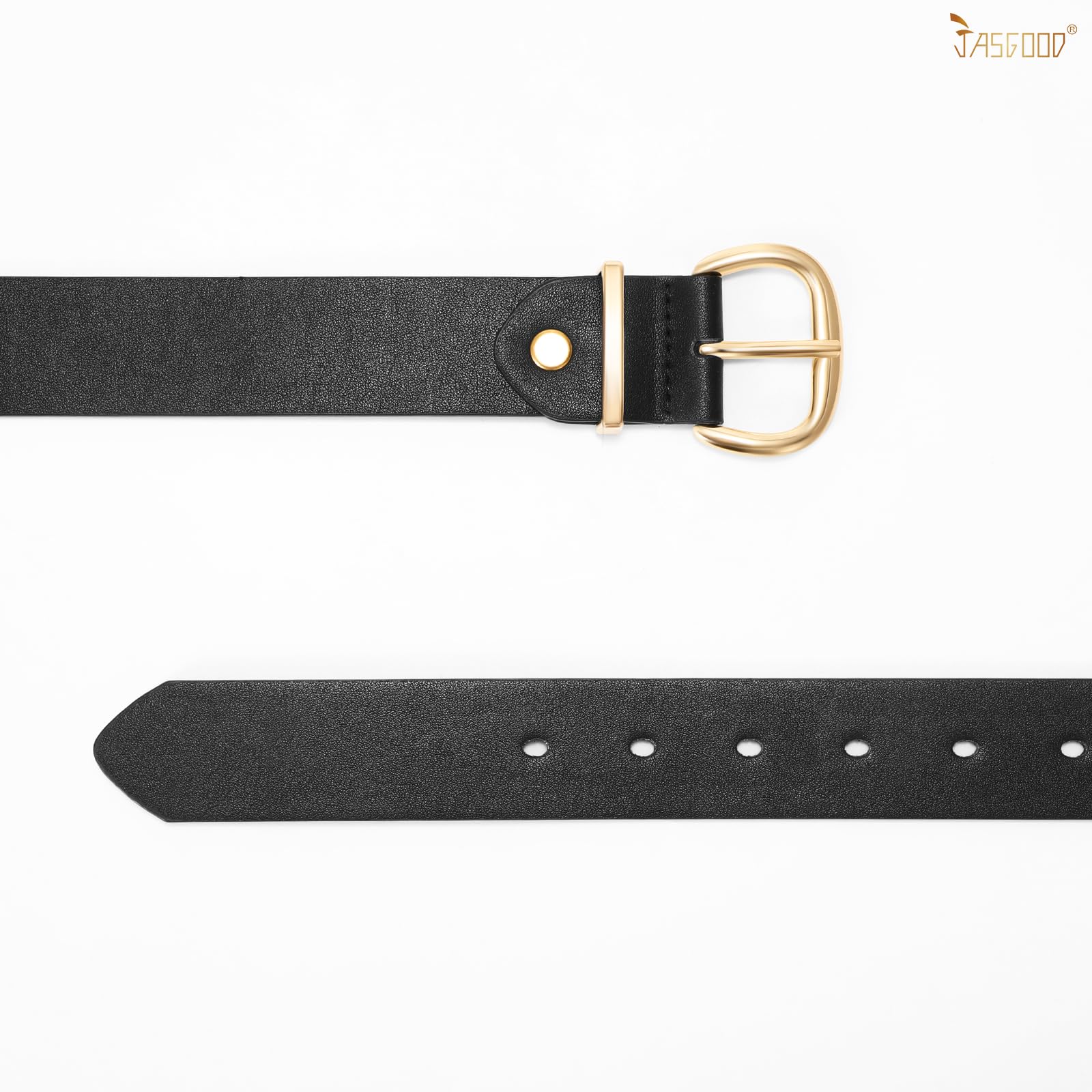 JASGOOD 3 Pack Women Leather Belt for Jeans Pants Gold Buckle Casual Waist Dresses Belt for Ladies