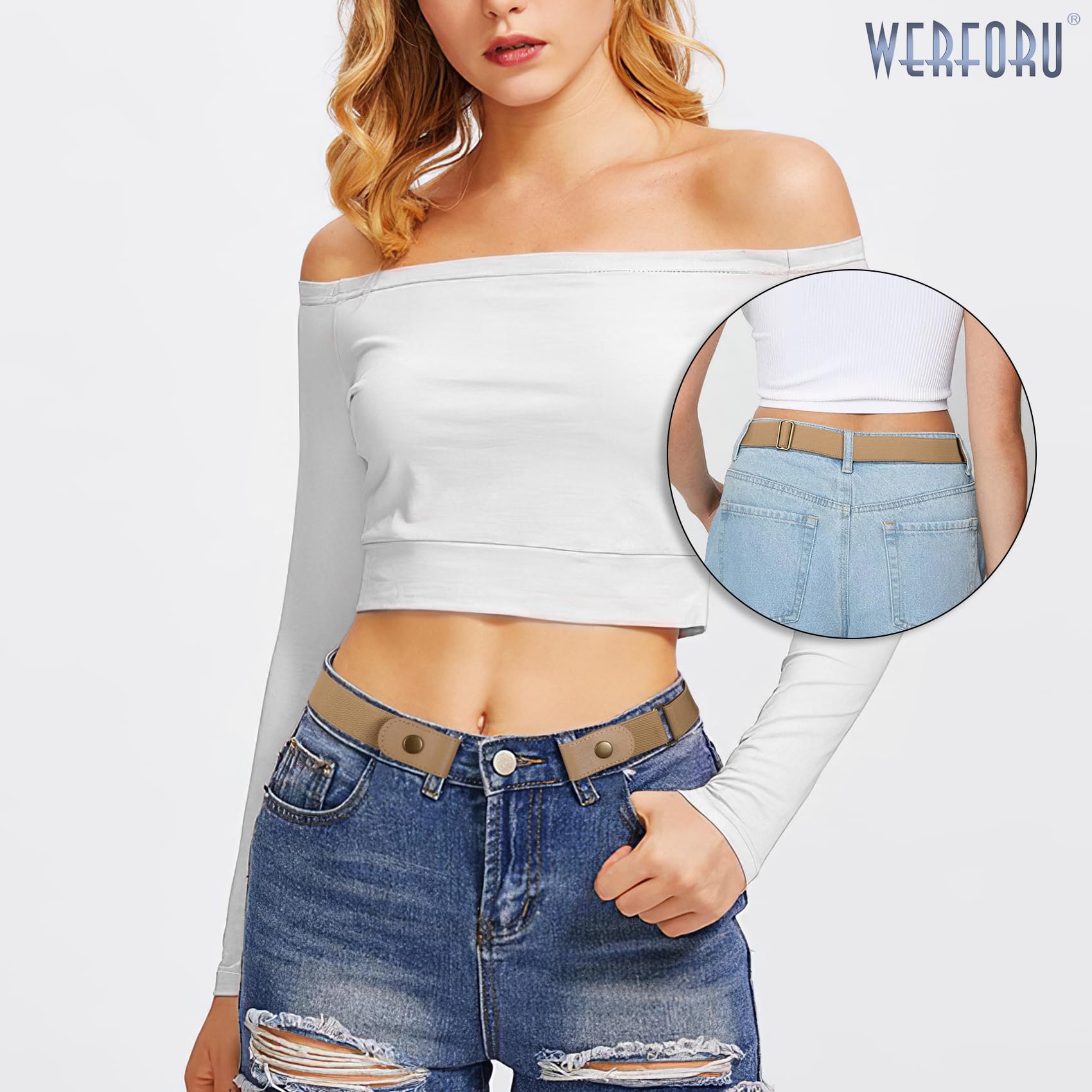 WERFORU No Buckle Stretch Belt for Women and Men Elastic Waist Belt up to 72 Inches for Jeans Pants - JASGOOD OFFICIAL