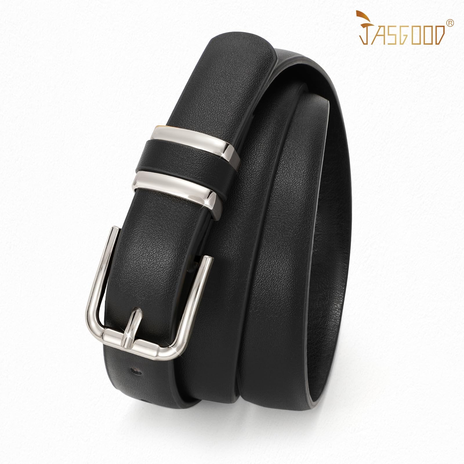 JASGOOD 3 Pack Belts for Women Belt for Jeans Pants Dress Ladies Leather Fashion Waist Thin Belts with Gold Buckle