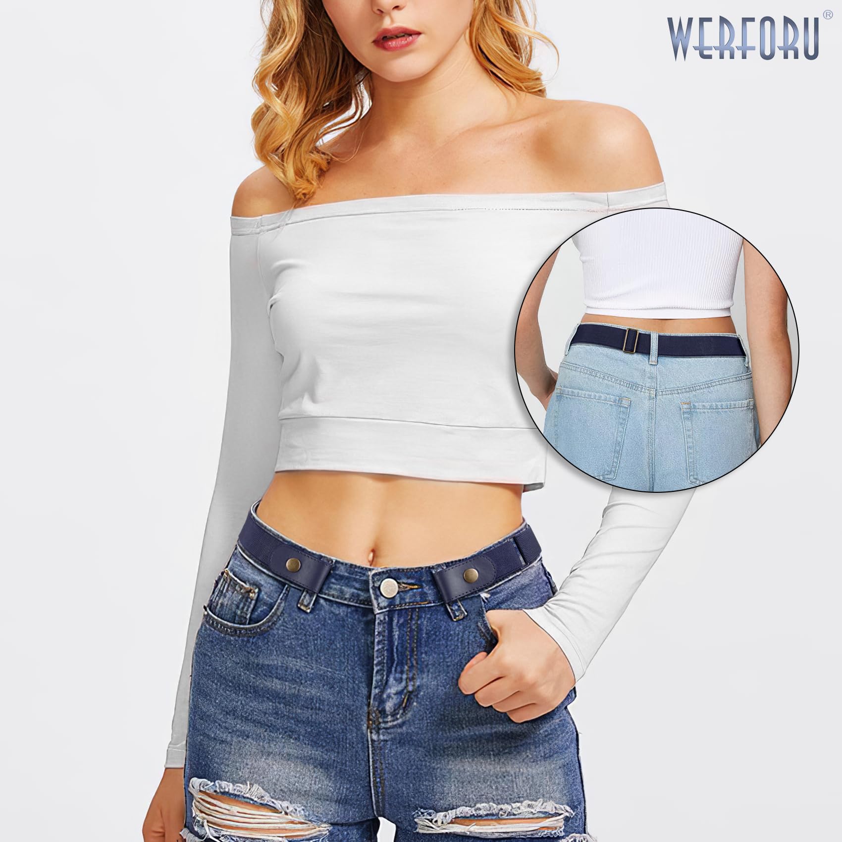 WERFORU No Buckle Stretch Belt for Women and Men Elastic Waist Belt up to 72 Inches for Jeans Pants - JASGOOD OFFICIAL