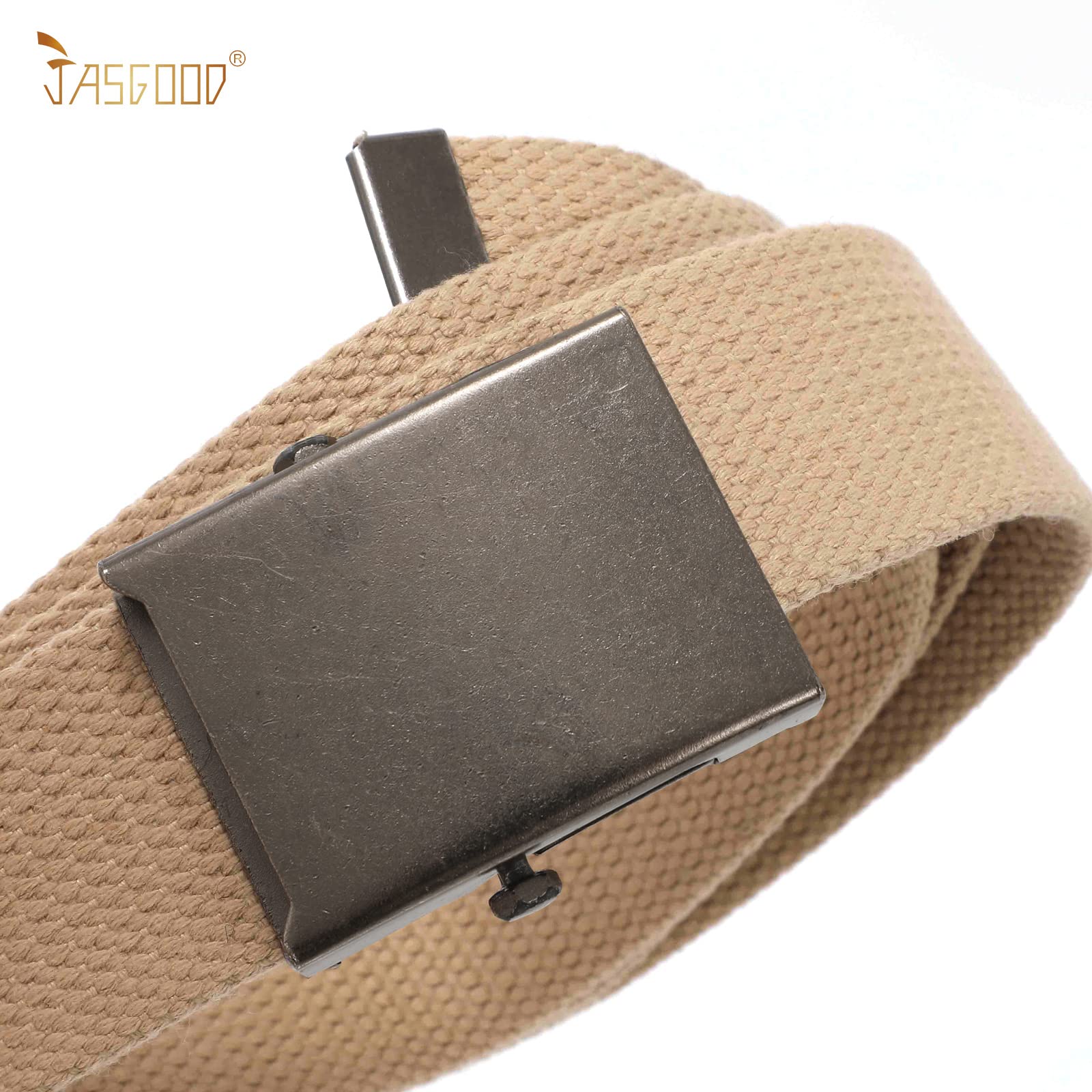 JASGOOD 3 Pack Unisex-Adult Military Web Belt Canvas Web Belt for Men Adjustable Cloth Fabric Belt with Metal Buckle
