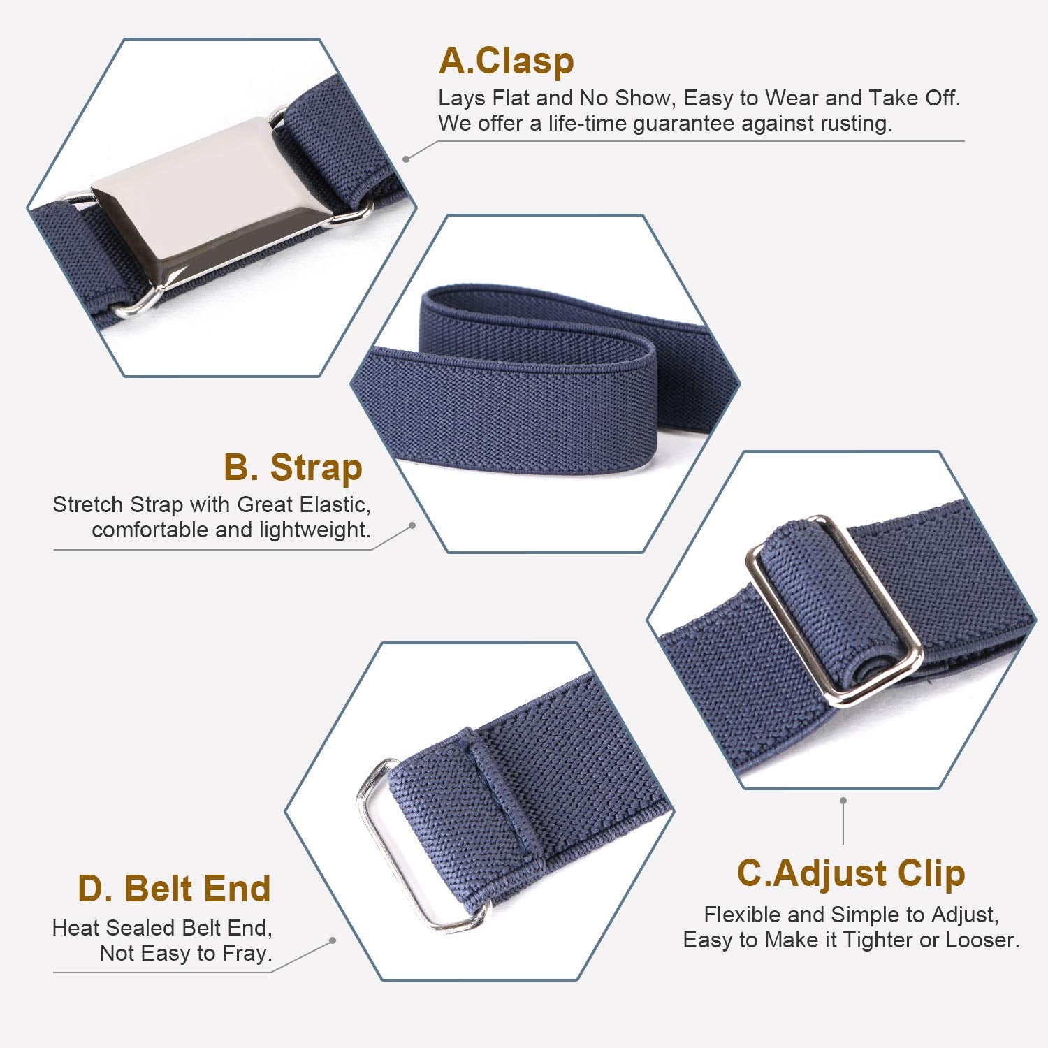 JASGOOD Kids Toddler Belt Elastic Stretch Adjustable Belt for Boys and Girls with Silver Square Buckle 2 Pack