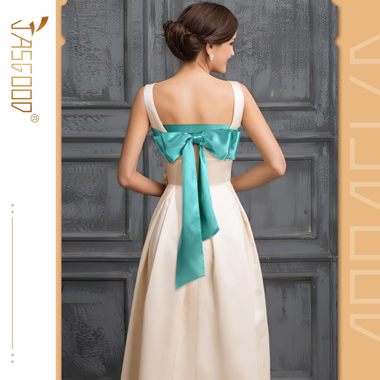 JASGOOD Women Sash Belt for Dress Long Satin Waist Belt for Wedding Party Special Occasion 3.7" Width