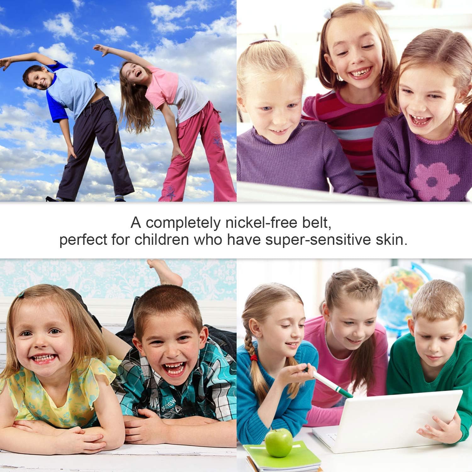 JASGOOD Kids Nickel Free Belts,Adjustable Elastic Belts for Pants Children,Stretch Belts for Boys Girls and Toddlers