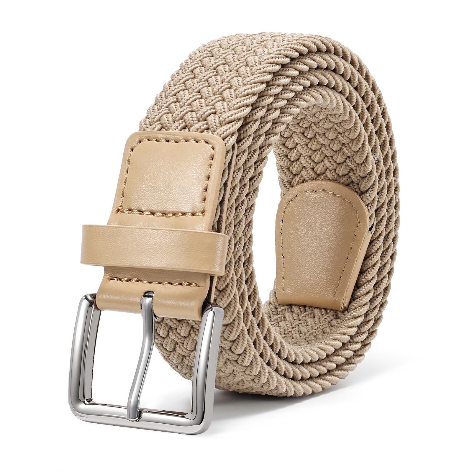 JASGOOD Braided Belt Women Stretch Woven Belts for Golf Elastic Casual 1 3/8" Jeans Shorts Pants