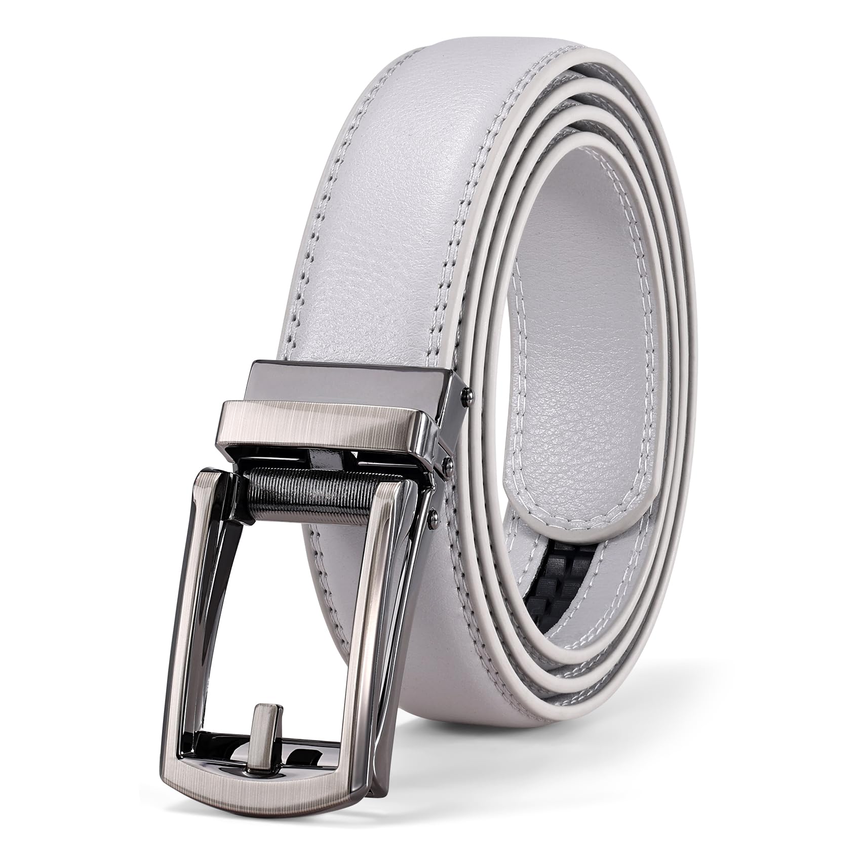 WERFORU Men's Belt Leather Ratchet Belt for Men Fit Waist Size up to 50 inches with Automatic Buckle