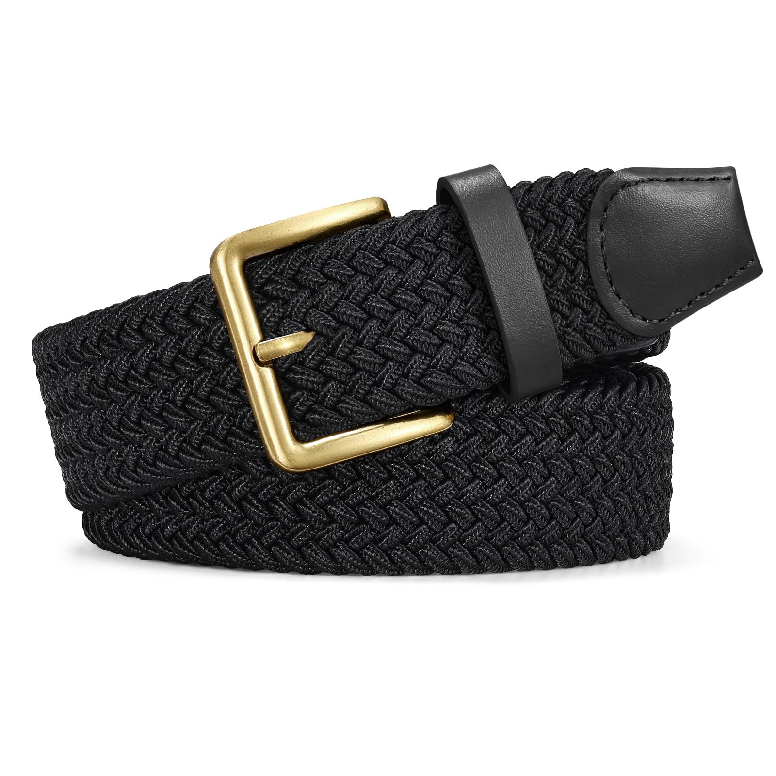 JASGOOD Braided Belt Women Stretch Woven Belts for Golf Elastic Casual 1 3/8" Jeans Shorts Pants