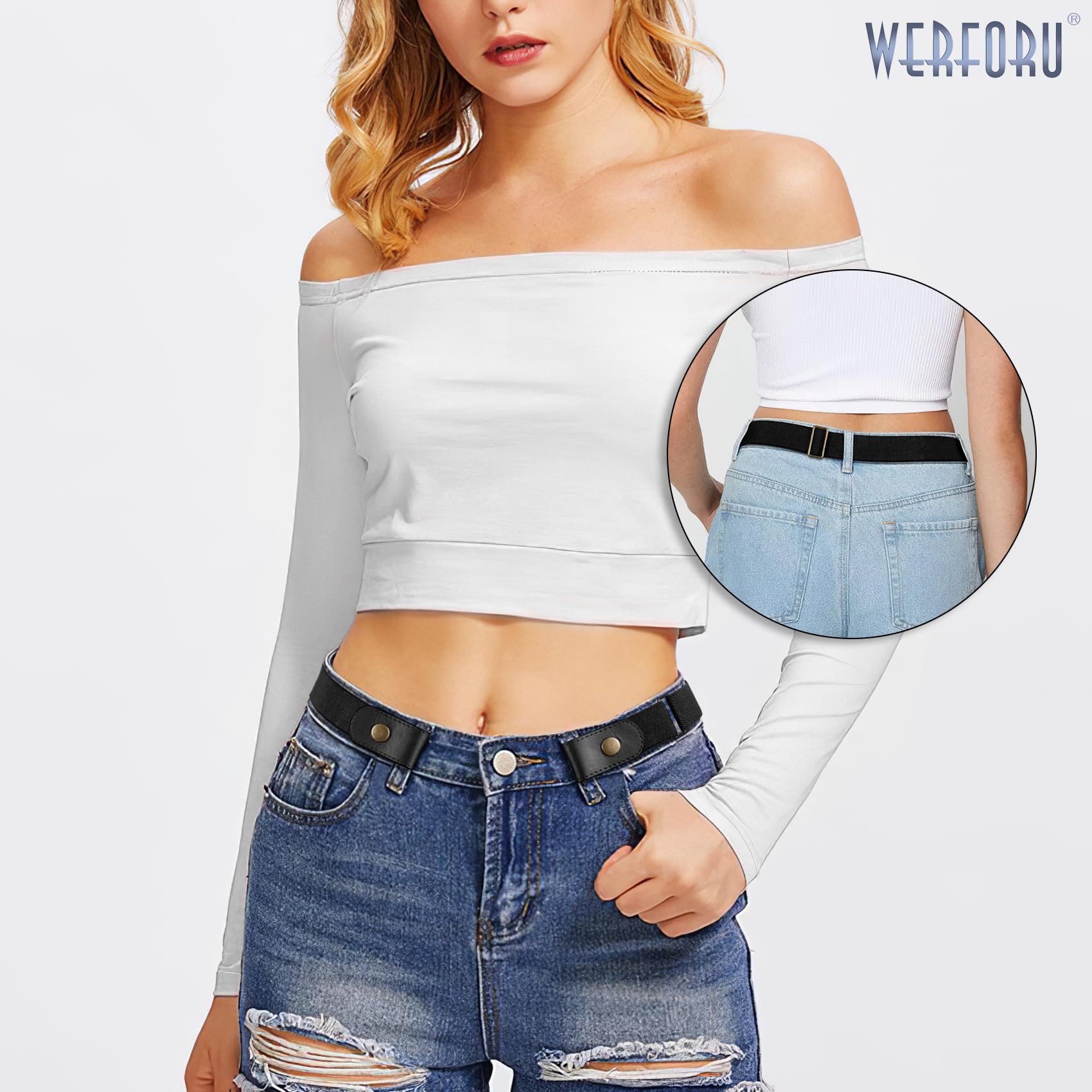 WERFORU No Buckle Stretch Belt for Women and Men Elastic Waist Belt up to 72 Inches for Jeans Pants - JASGOOD OFFICIAL