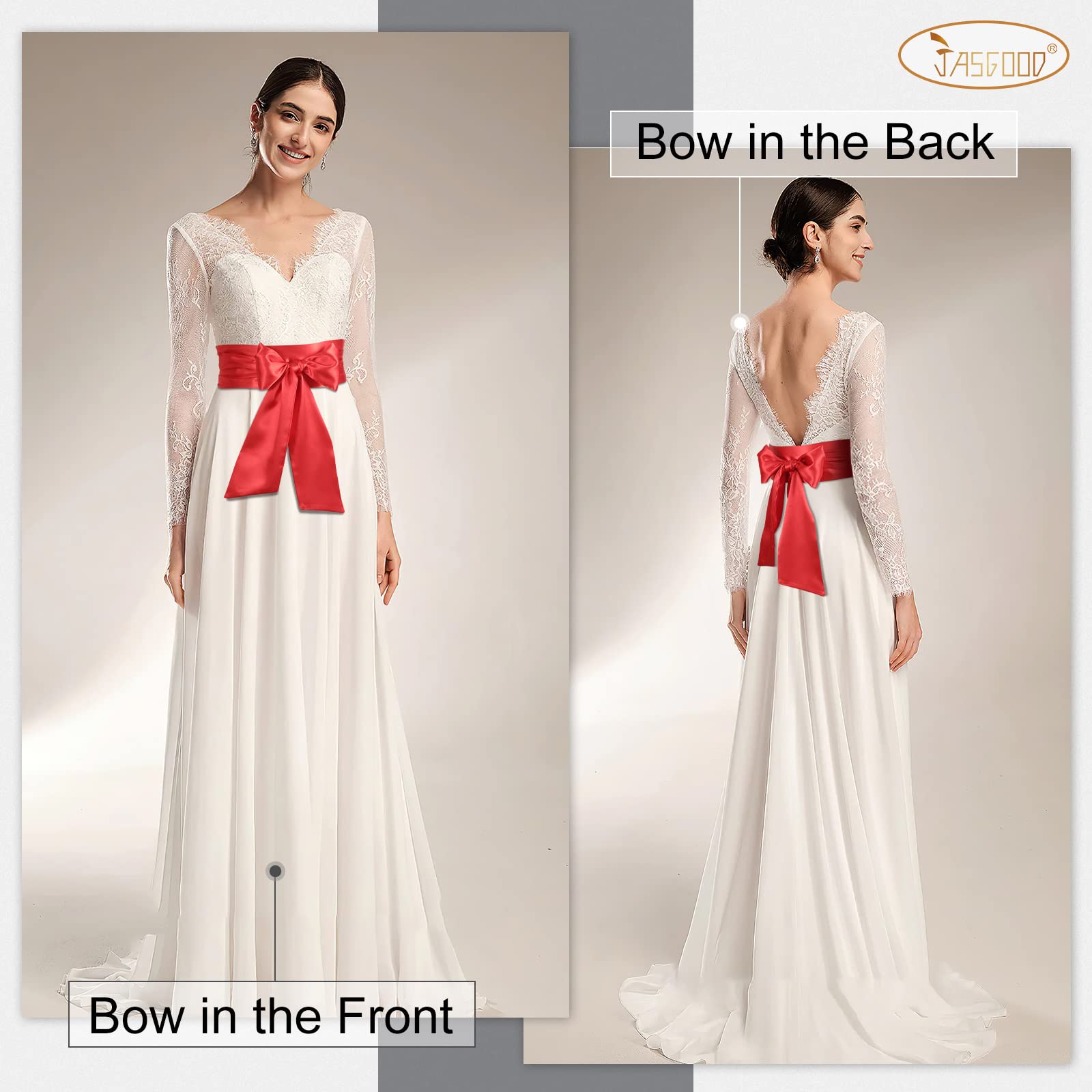 JASGOOD Women Sash Belt for Dress Long Satin Waist Belt for Wedding Party Special Occasion 3.7" Width