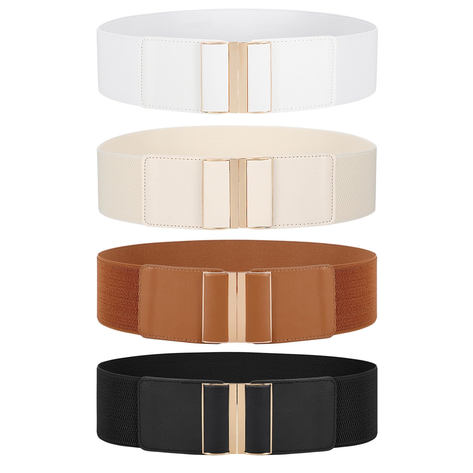 JASGOOD 4 Pack Wide Elastic Stretch Waist Belts for Women Dress Belt - JASGOOD OFFICIAL