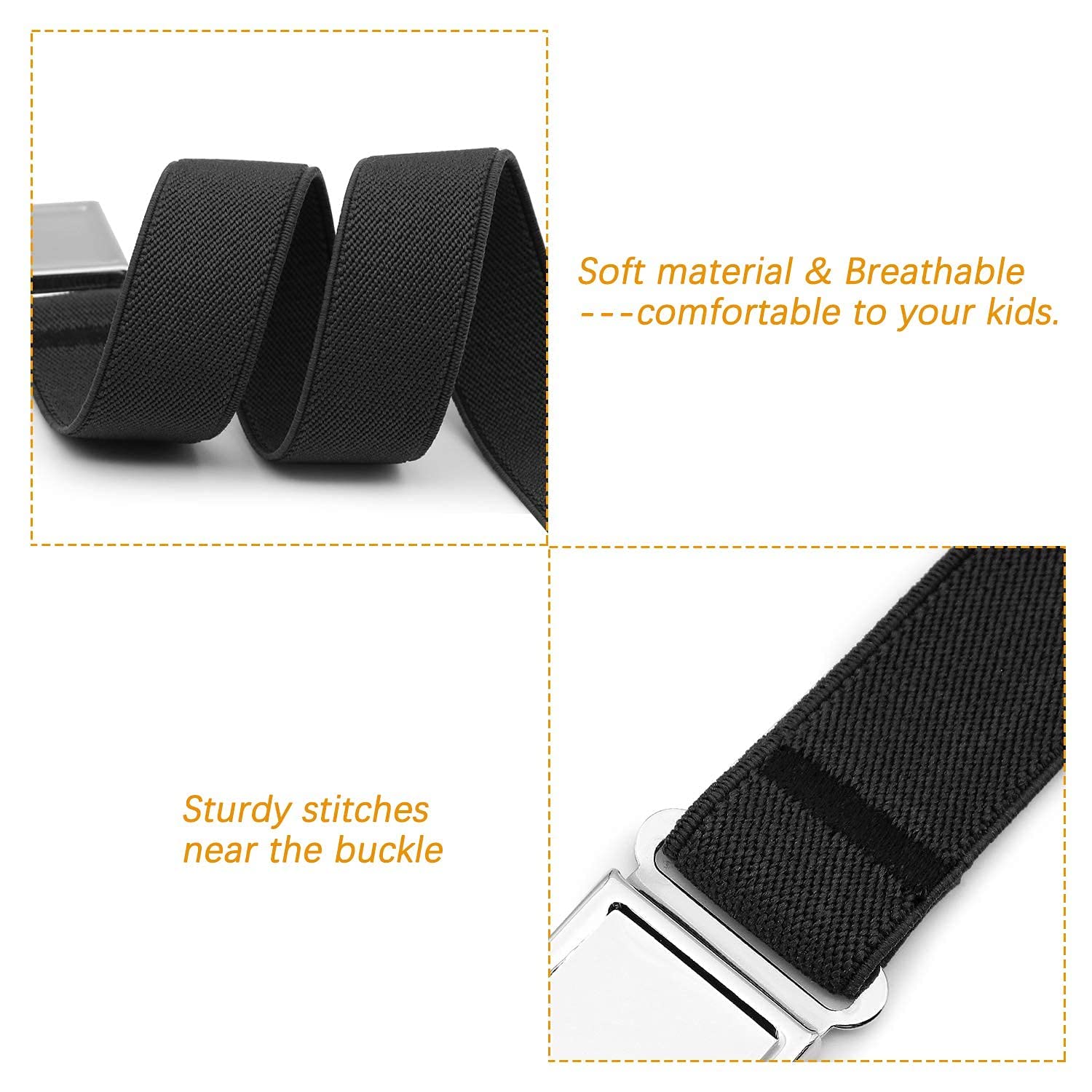 JASGOOD Kids Adjustable Magnetic Belt Boys Girls Elastic Belt with Easy Magnetic Buckle for Back to School Girls