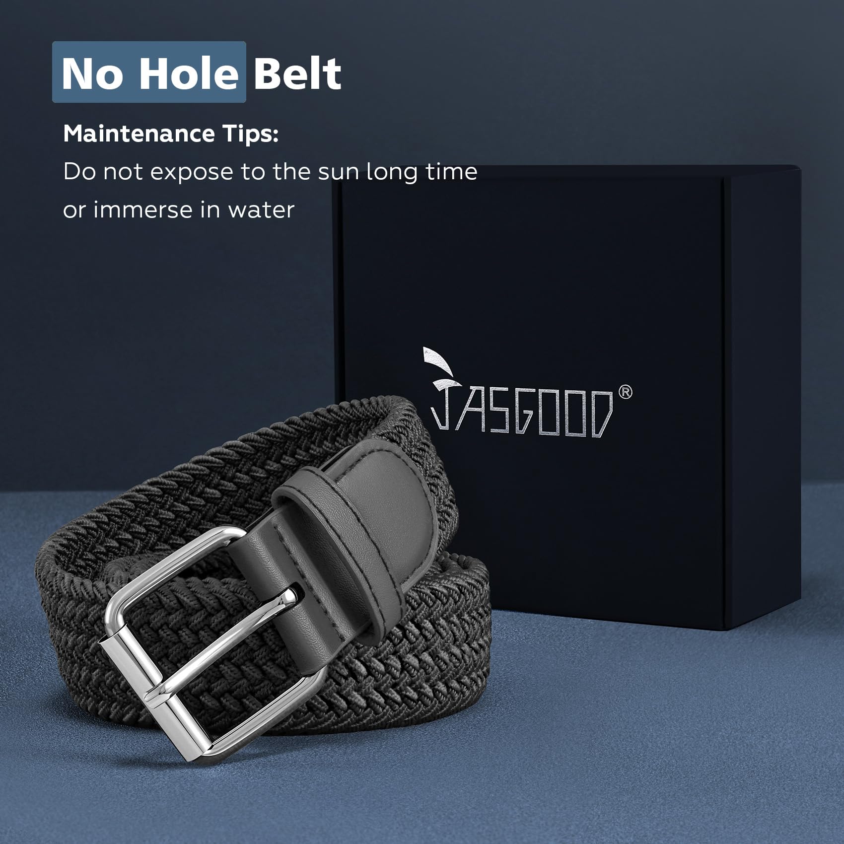 JASGOOD Braided Stretch Belt for Men Golf Casual Fabric Elastic Woven Belt 1 3/8" Adjustable Work