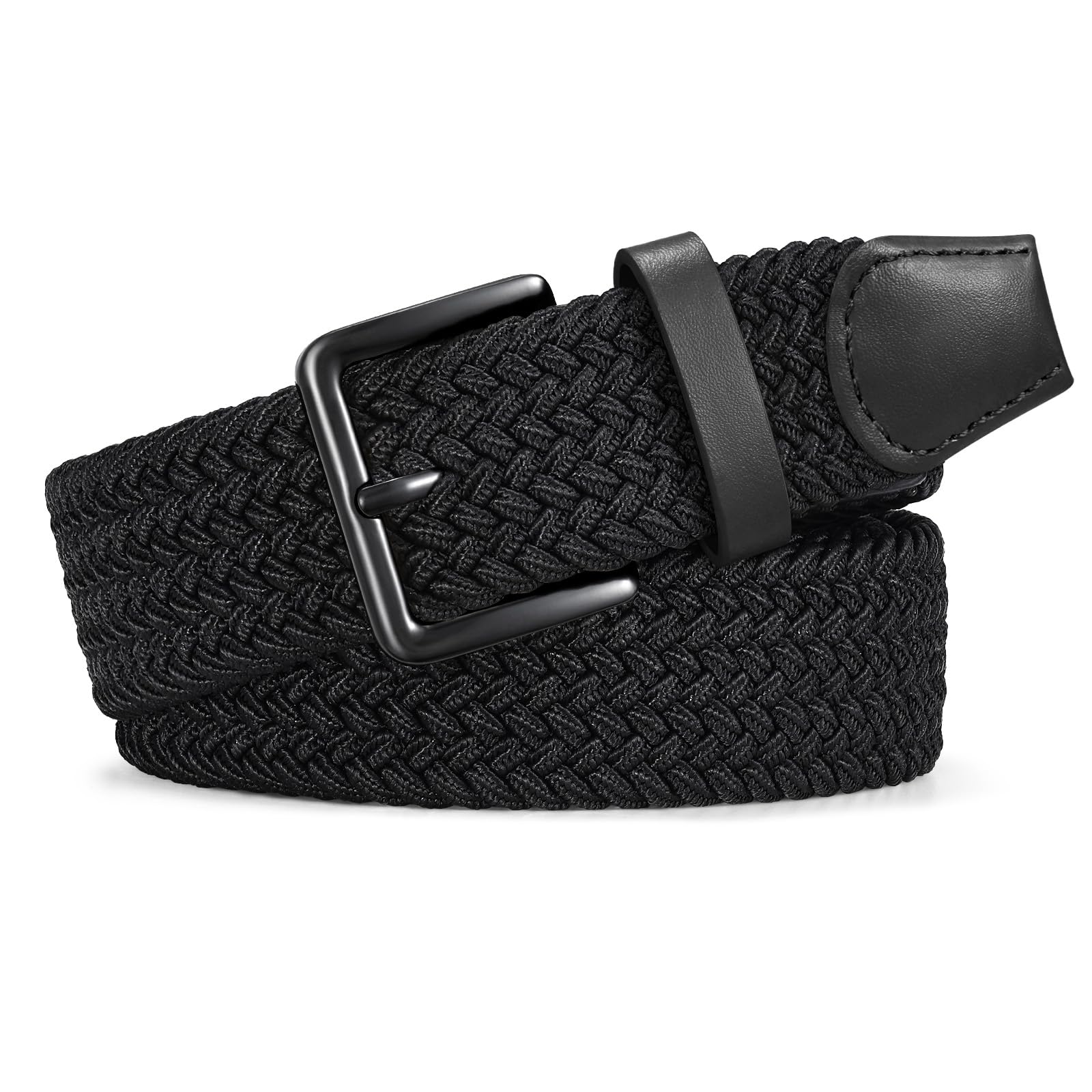 JASGOOD Braided Belt Women Stretch Woven Belts for Golf Elastic Casual 1 3/8" Jeans Shorts Pants