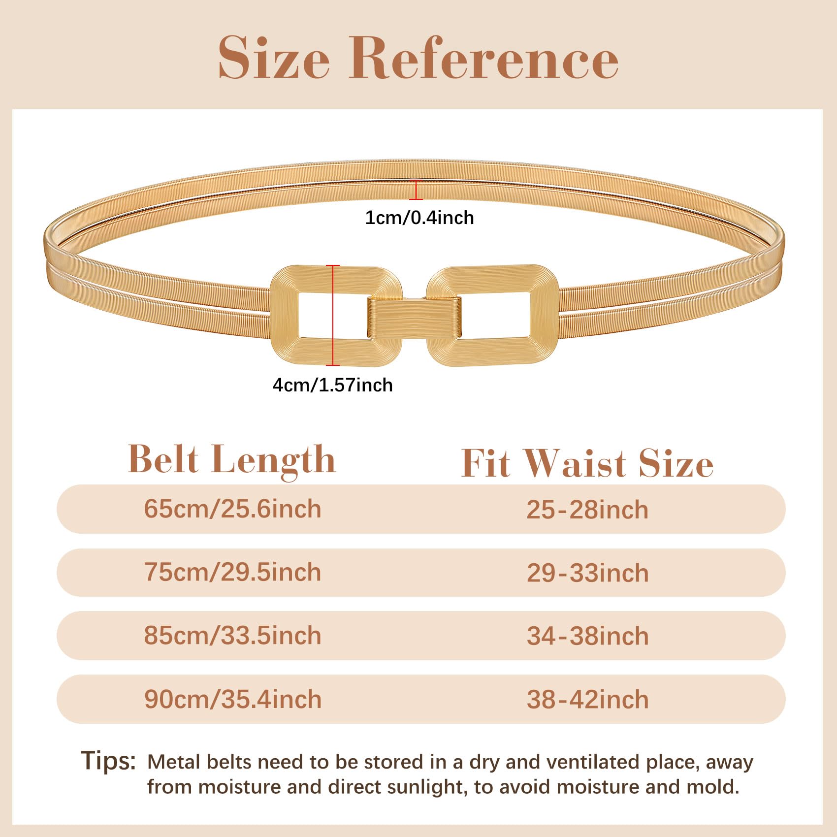 JASGOOD Skinny Metal Elastic Waist Belt for Women Stretch Thin Belt for Dresses