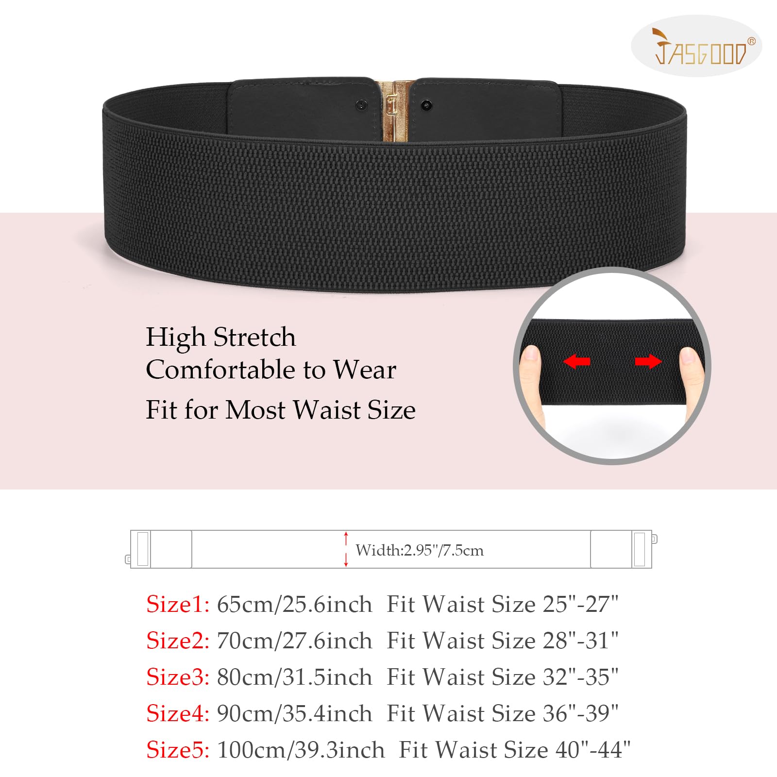 JASGOOD 4 Pack Wide Elastic Stretch Waist Belts for Women Dress Belt - JASGOOD OFFICIAL