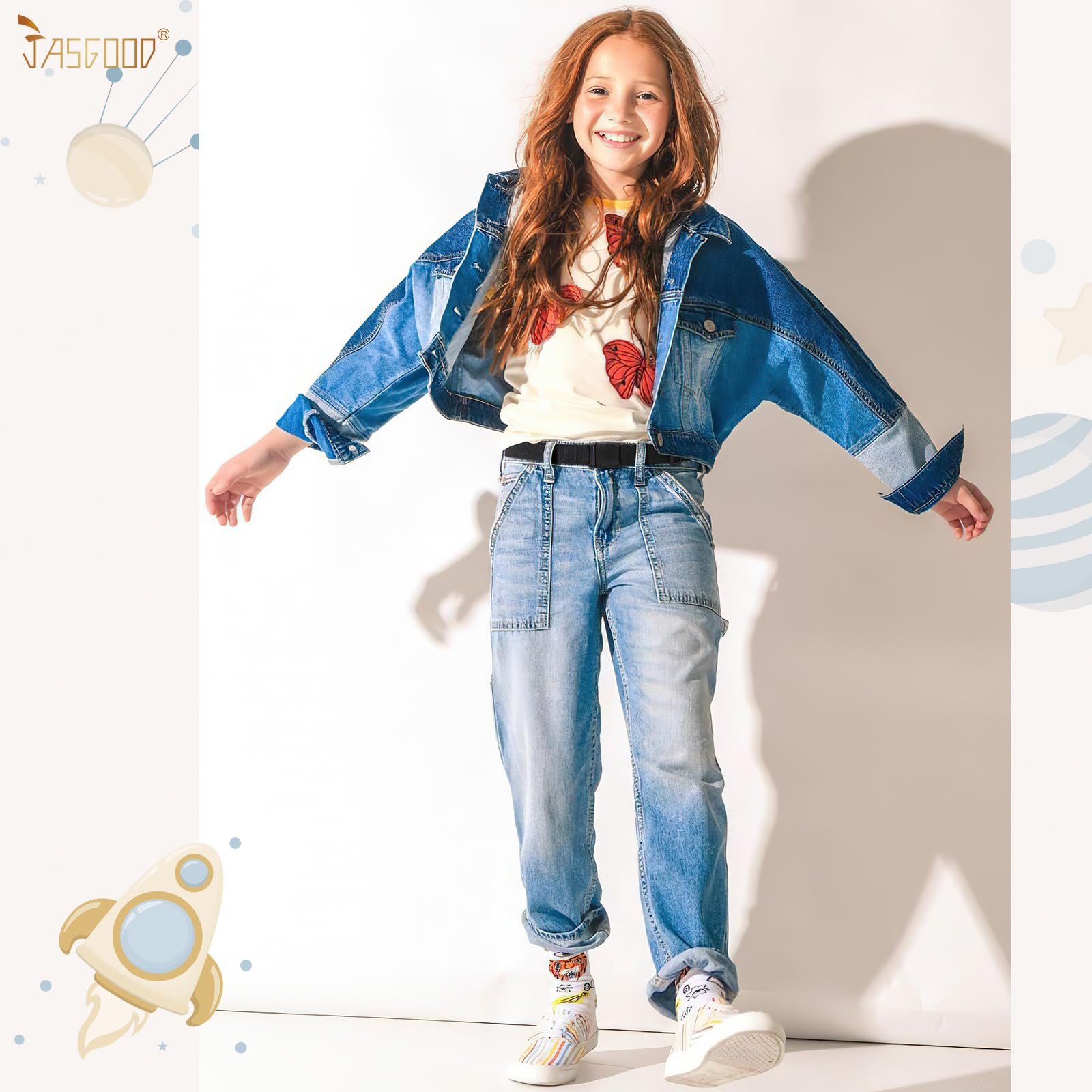 JASGOOD Kids Adjustable Elastic Belt for Boys Girls and Toddlers Nickel Free Stretch Belts for Pants Jeans