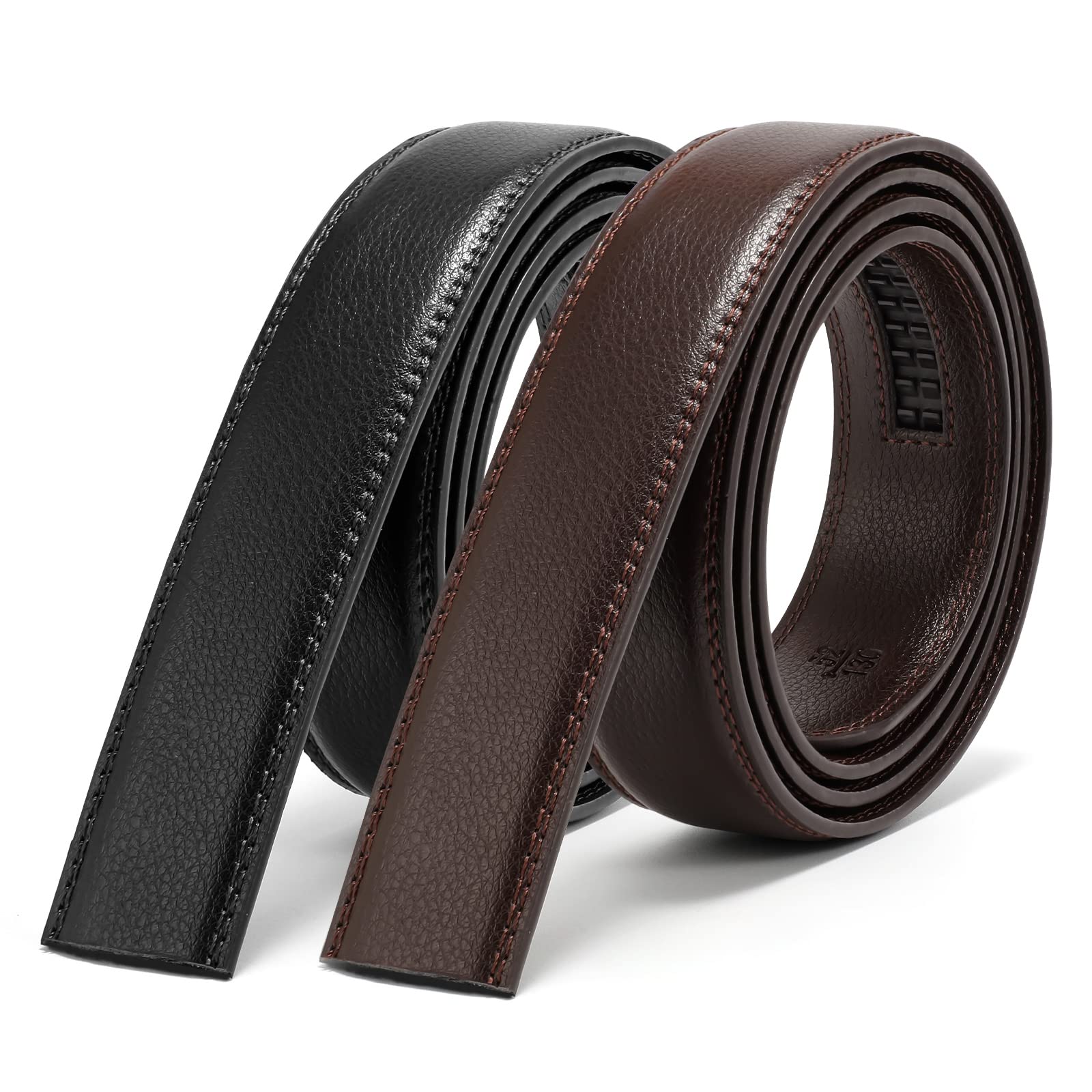JASGOOD Ratchet Belt Replacement Strap 1 1/8", Leather Belt Strap for 35MM Slide Click Buckle - JASGOOD OFFICIAL