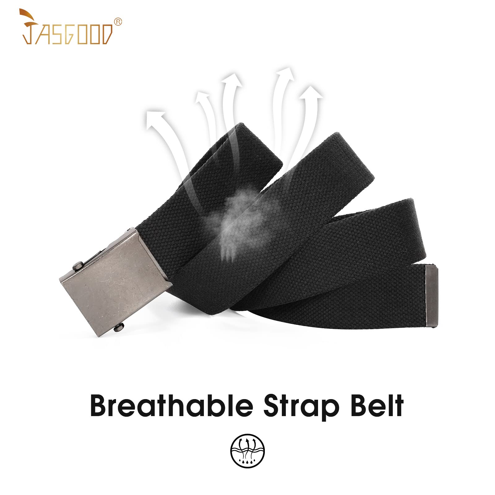 JASGOOD 3 Pack Unisex-Adult Military Web Belt Canvas Web Belt for Men Adjustable Cloth Fabric Belt with Metal Buckle