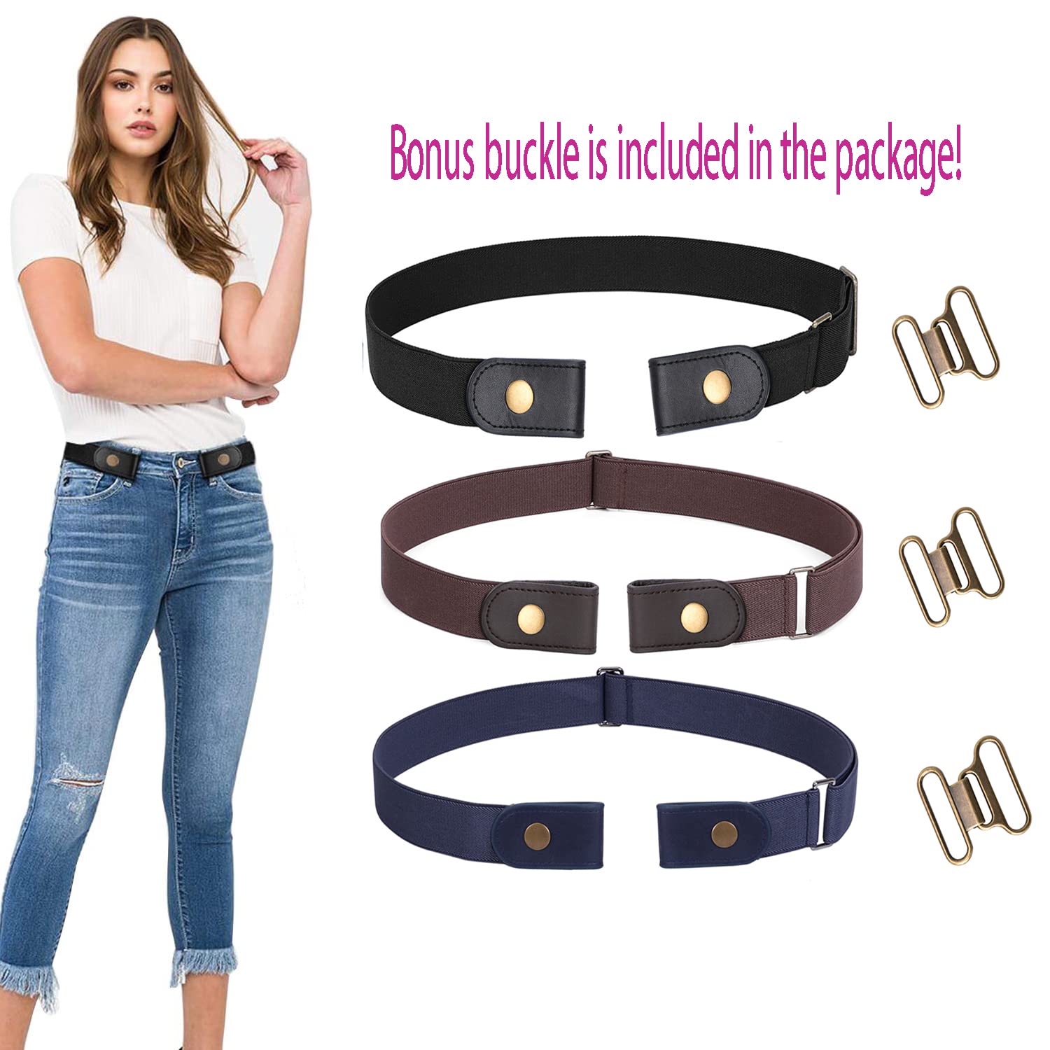 WERFORU No Buckle Stretch Belt for Women and Men Elastic Waist Belt up to 72 Inches for Jeans Pants - JASGOOD OFFICIAL