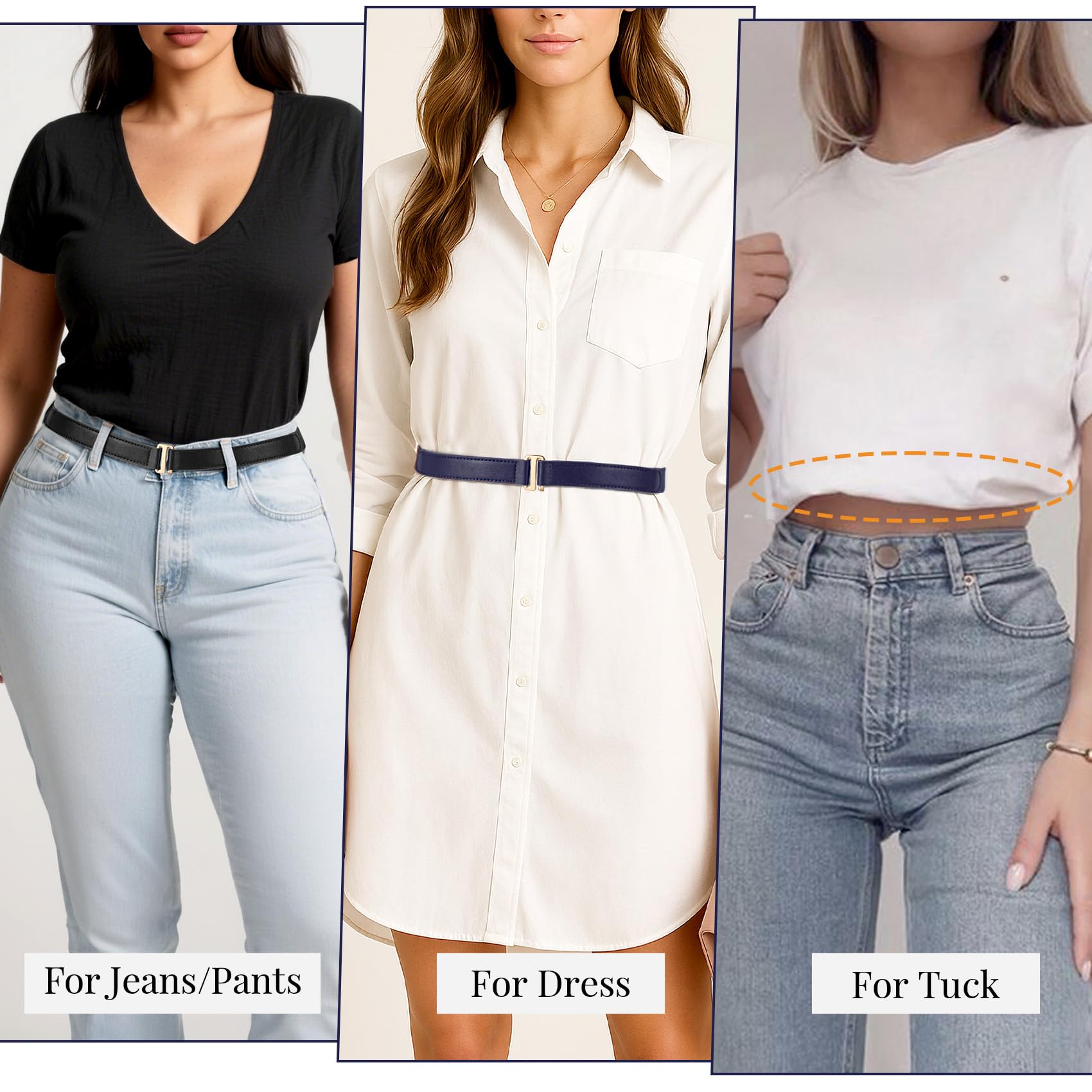 JASGOOD 2 Pcs Crop Top Tuck Waist Band Tool for Tucking Sweaters Tops and Shirts Stretch Belts for Women
