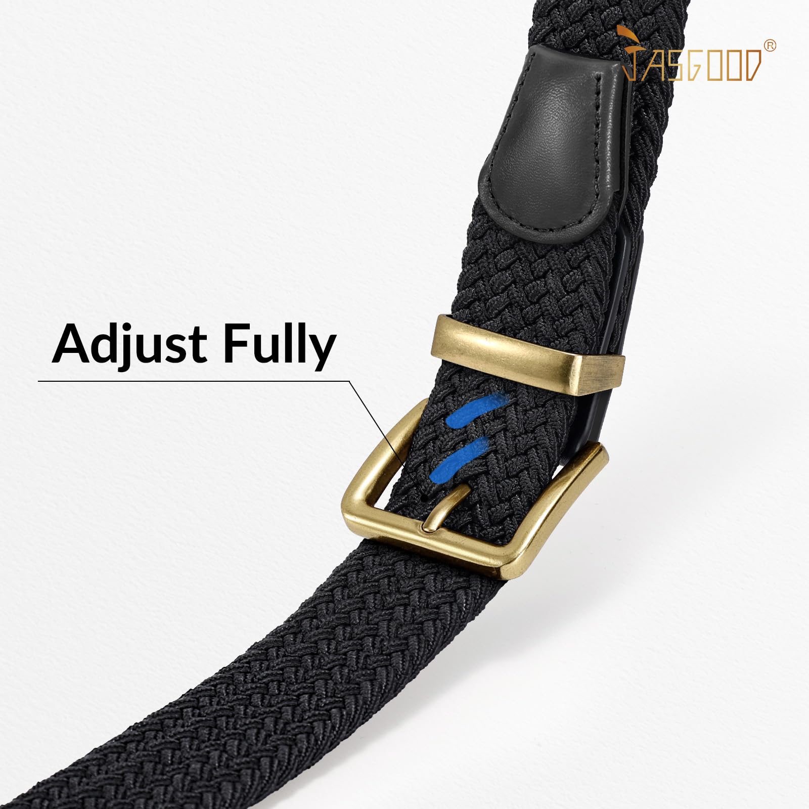 JASGOOD Braided Belt Women Stretch Woven Belts for Golf Elastic Casual 1 3/8" Jeans Shorts Pants