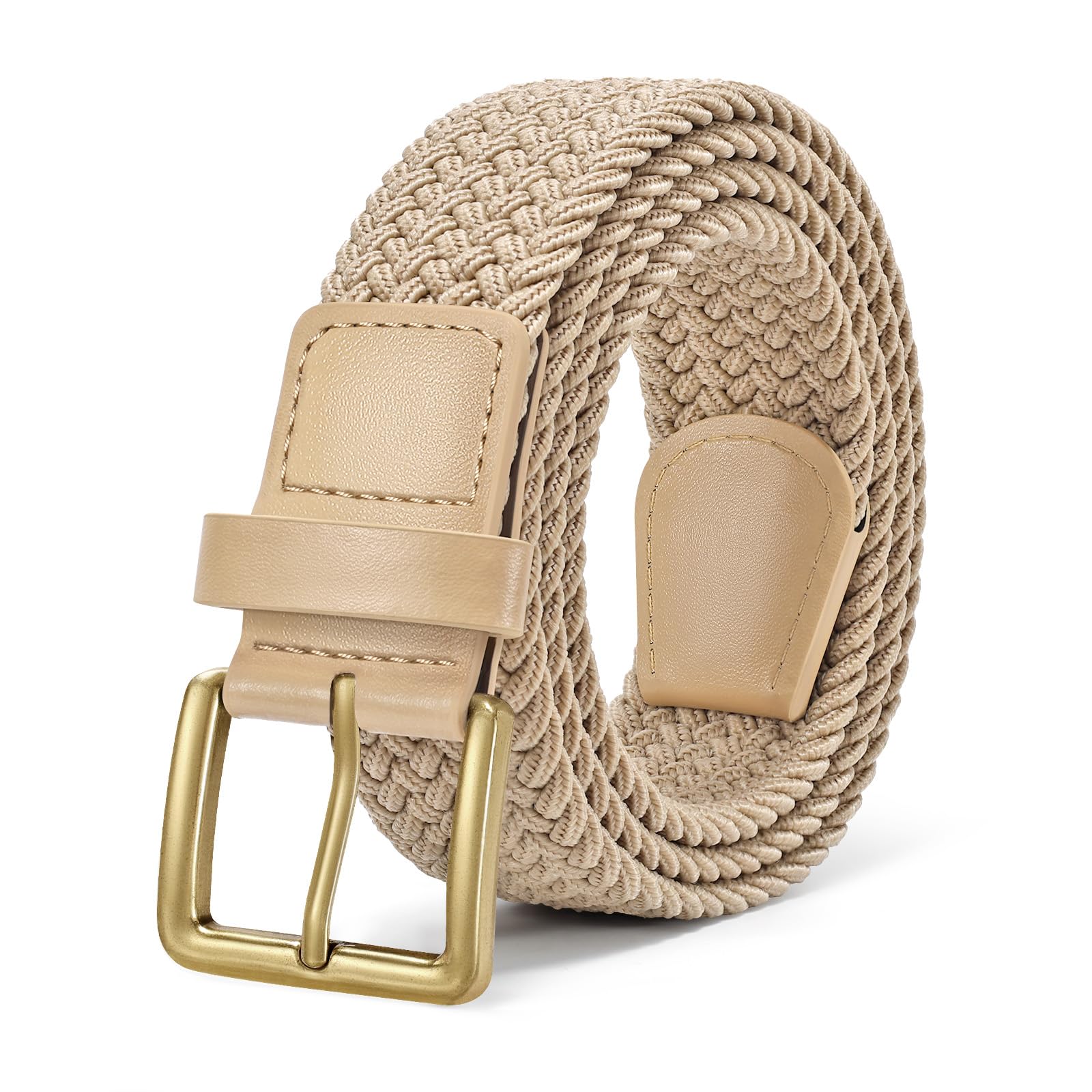 JASGOOD Braided Belt Women Stretch Woven Belts for Golf Elastic Casual 1 3/8" Jeans Shorts Pants
